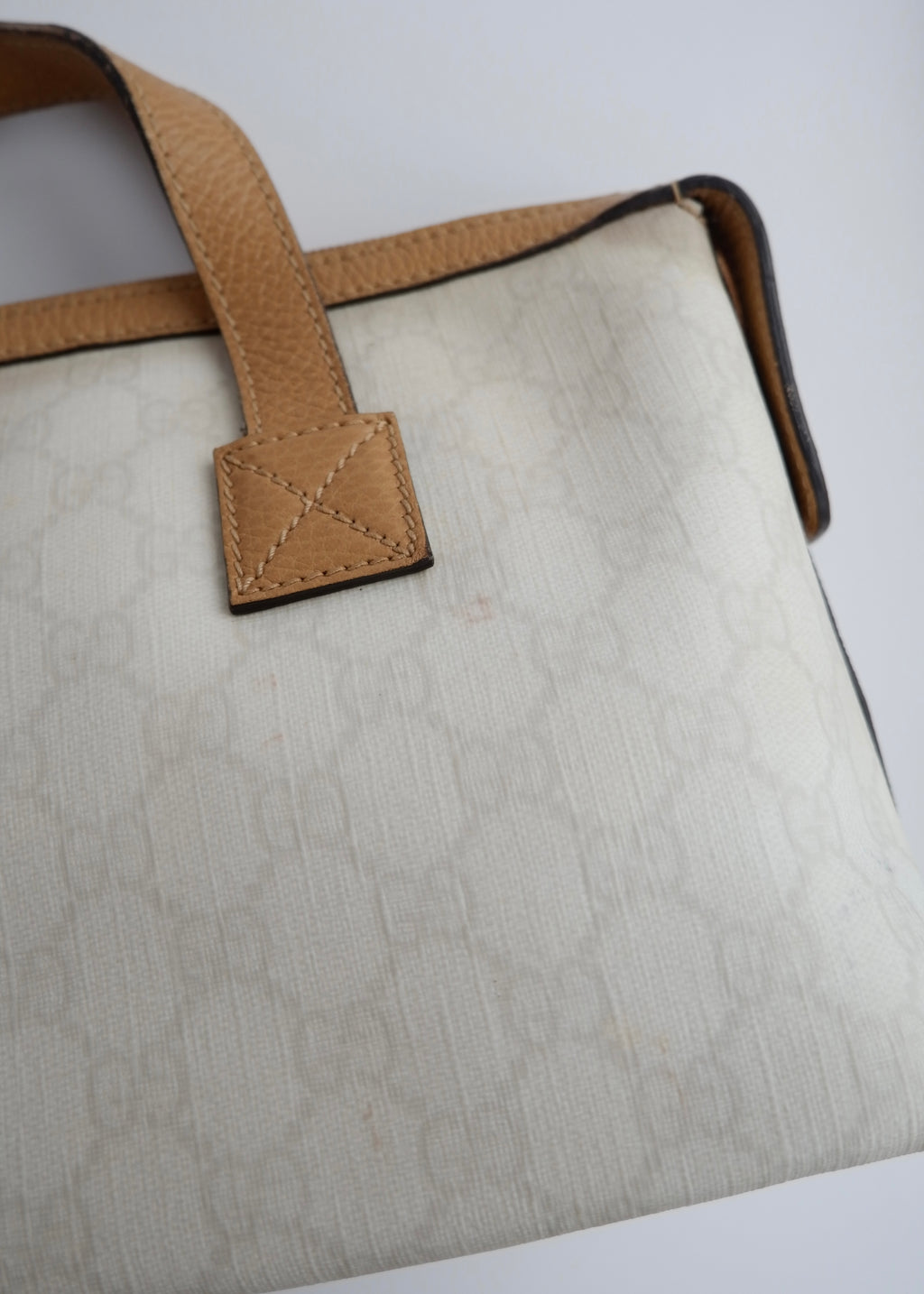 Authentci Preowned Gucci White GG Canvas East West Handbag
