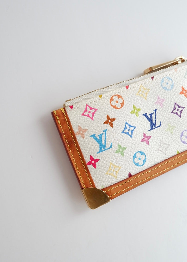 Authentique Louis Vuitton White Multi Pochette Clé d'occasion