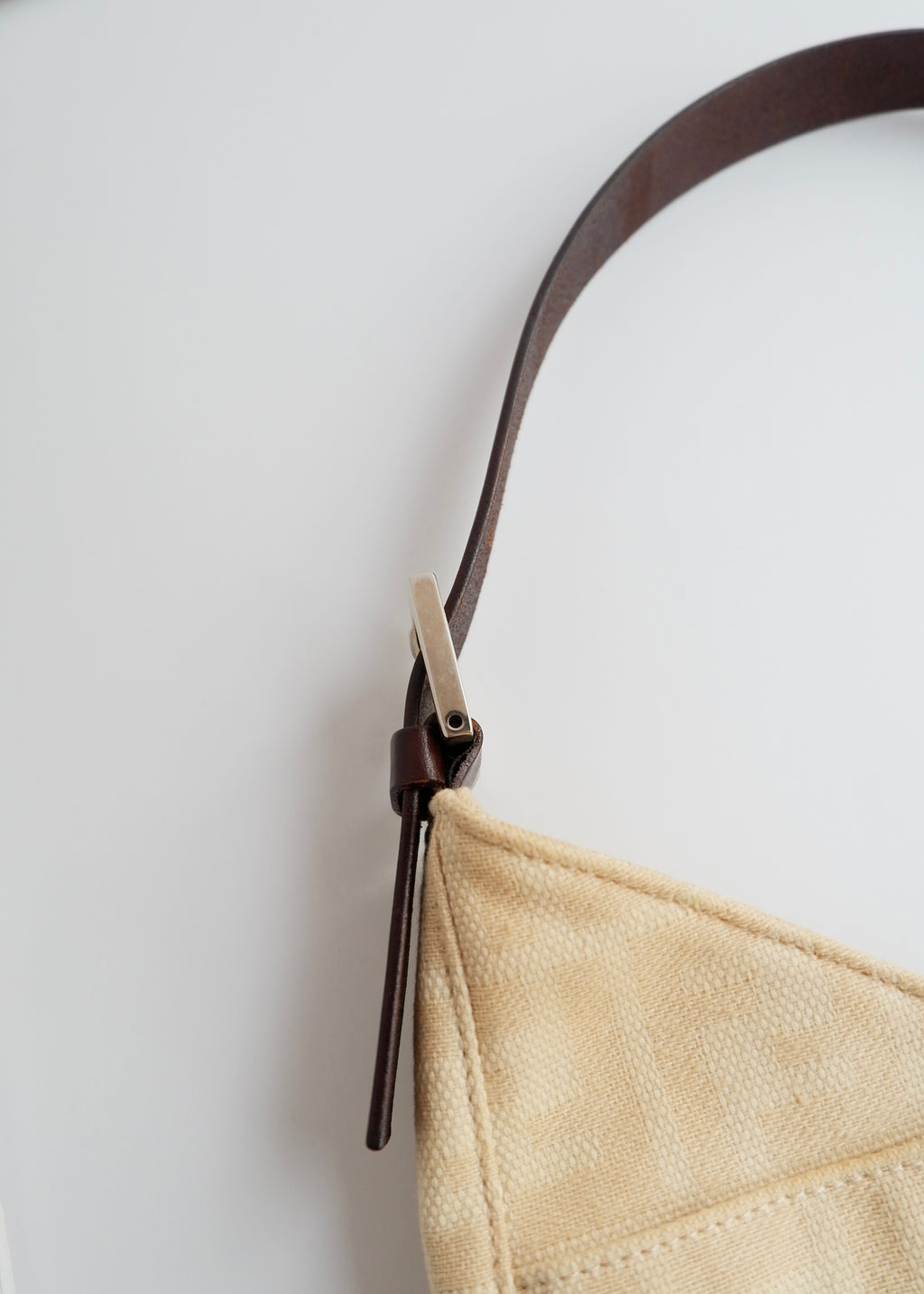 Authentic Preowned Vintage Fendi Ivory Canvas Zucca Shoulder Bag