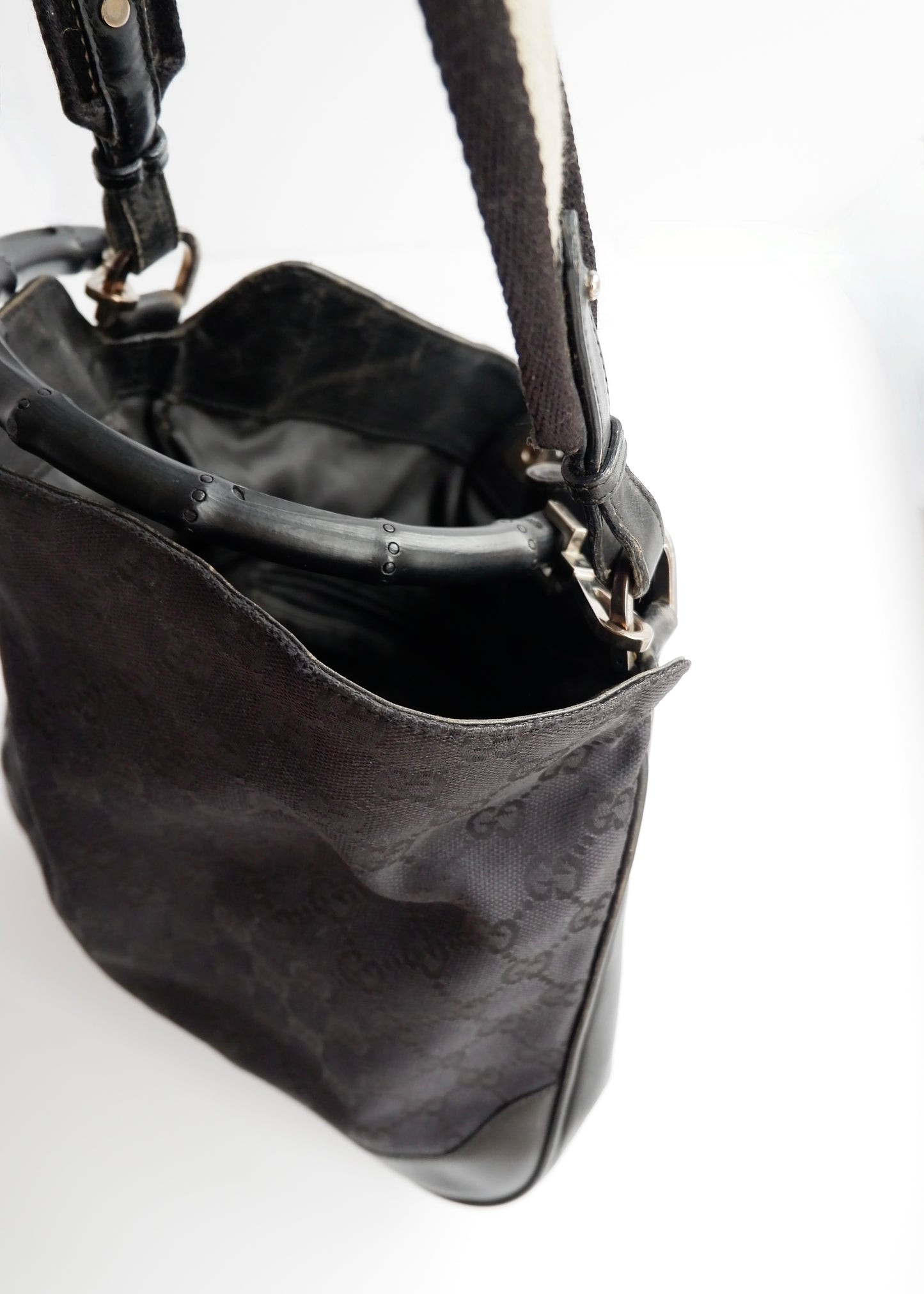 Authentic Preowned Gucci Black GG Canvas Two Strap Shoulder Bag