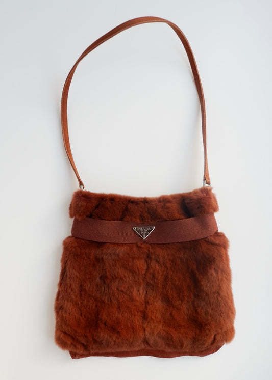 Authentic Preowned Prada Brown Faux Fur Handbag