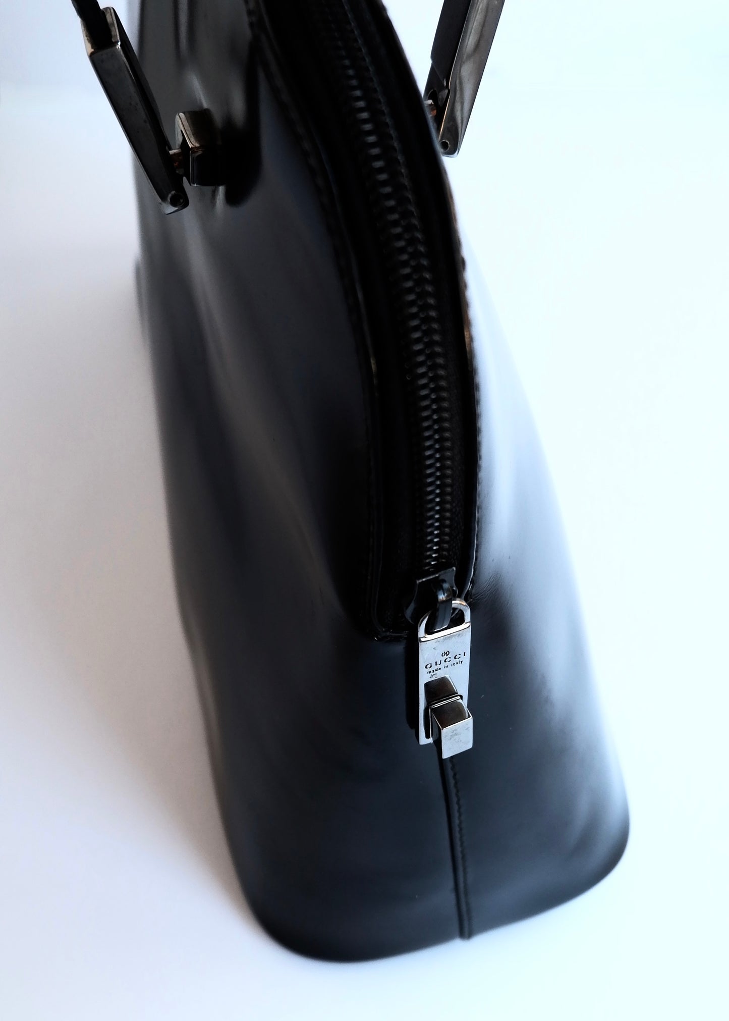 Authentic Preowned Gucci Black Patent Leather Long Strap Shoulder Bag