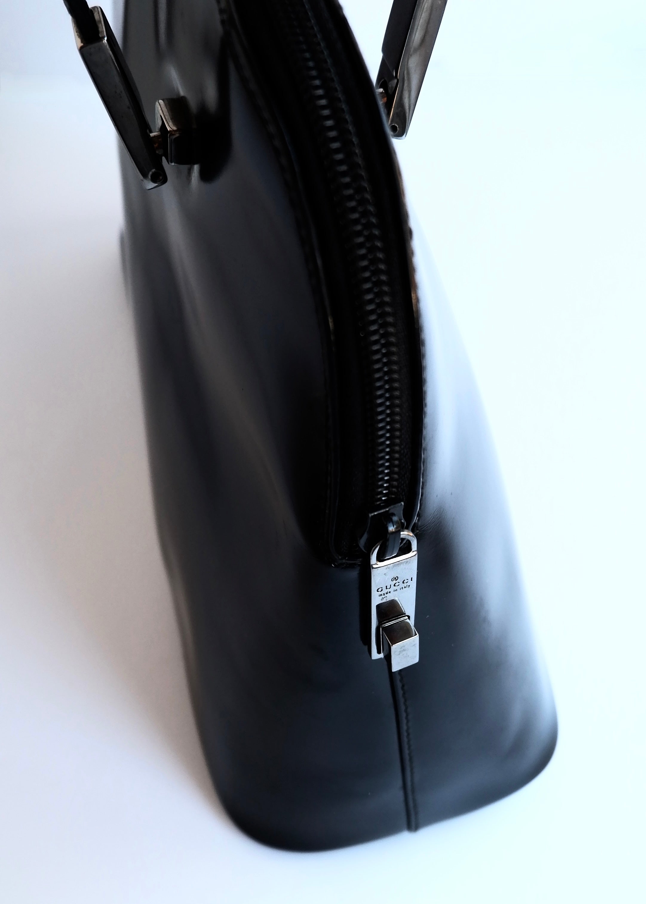 Authentic Preowned Gucci Black Patent Leather Long Strap Shoulder Bag