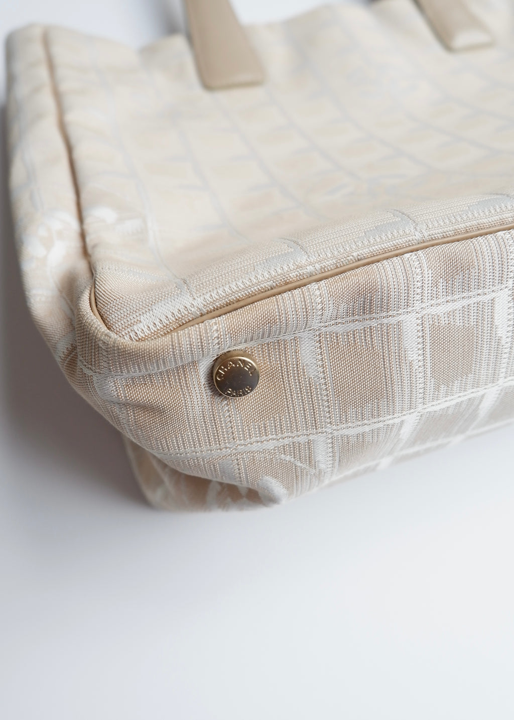 Authentic Preowned Chanel Beige Canvas/ Leather Travel Line Tote Bag