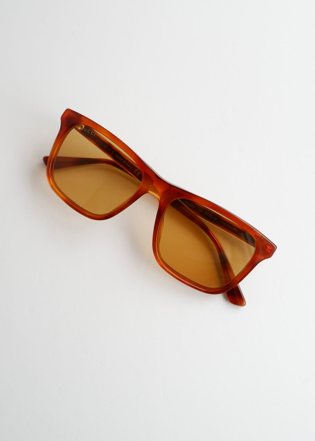 Authentiques Lunettes de soleil Gucci d'occasion en acétate marron à monture carrée