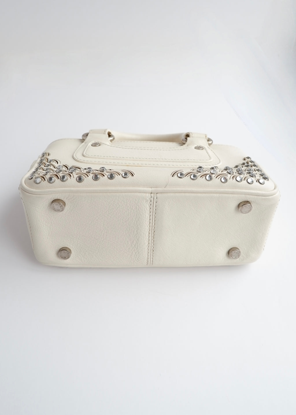 Authentic Preowned Celine White Leather/ Gem Stone Mini Boogie Bag