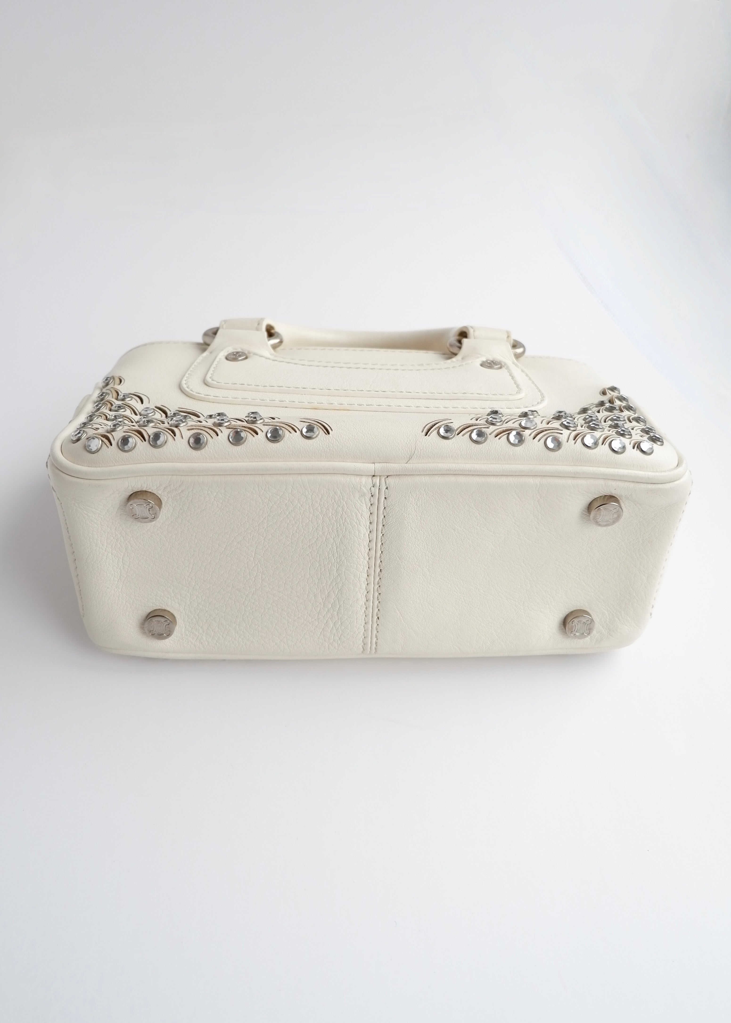 Authentic Preowned Celine White Leather/ Gem Stone Mini Boogie Bag