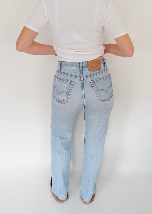 Levis Vintage 505 Light Wash Ripped Jeans - 30