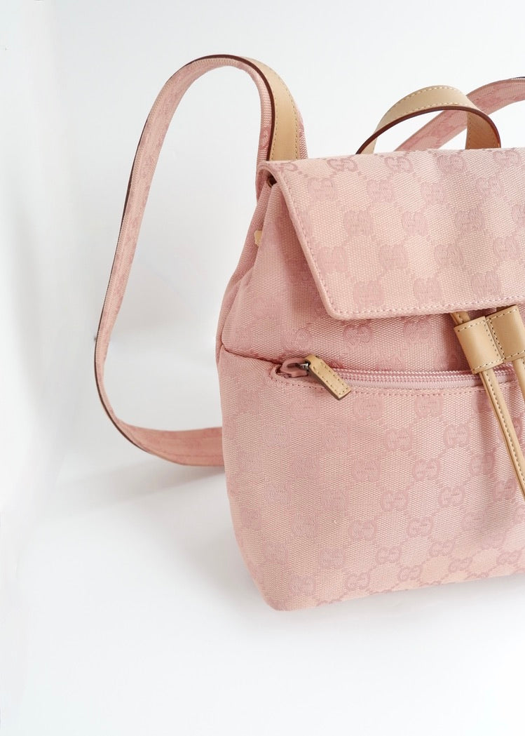 Preowned Vintage Gucci Pink GG Canvas Mini Backpack