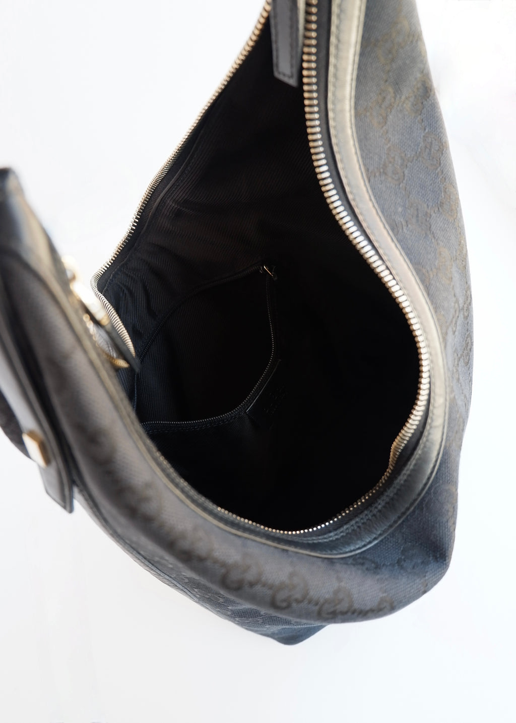 Authentic Preowned Gucci Black GG Canvas/ Leather Hobo Shoulder Bag