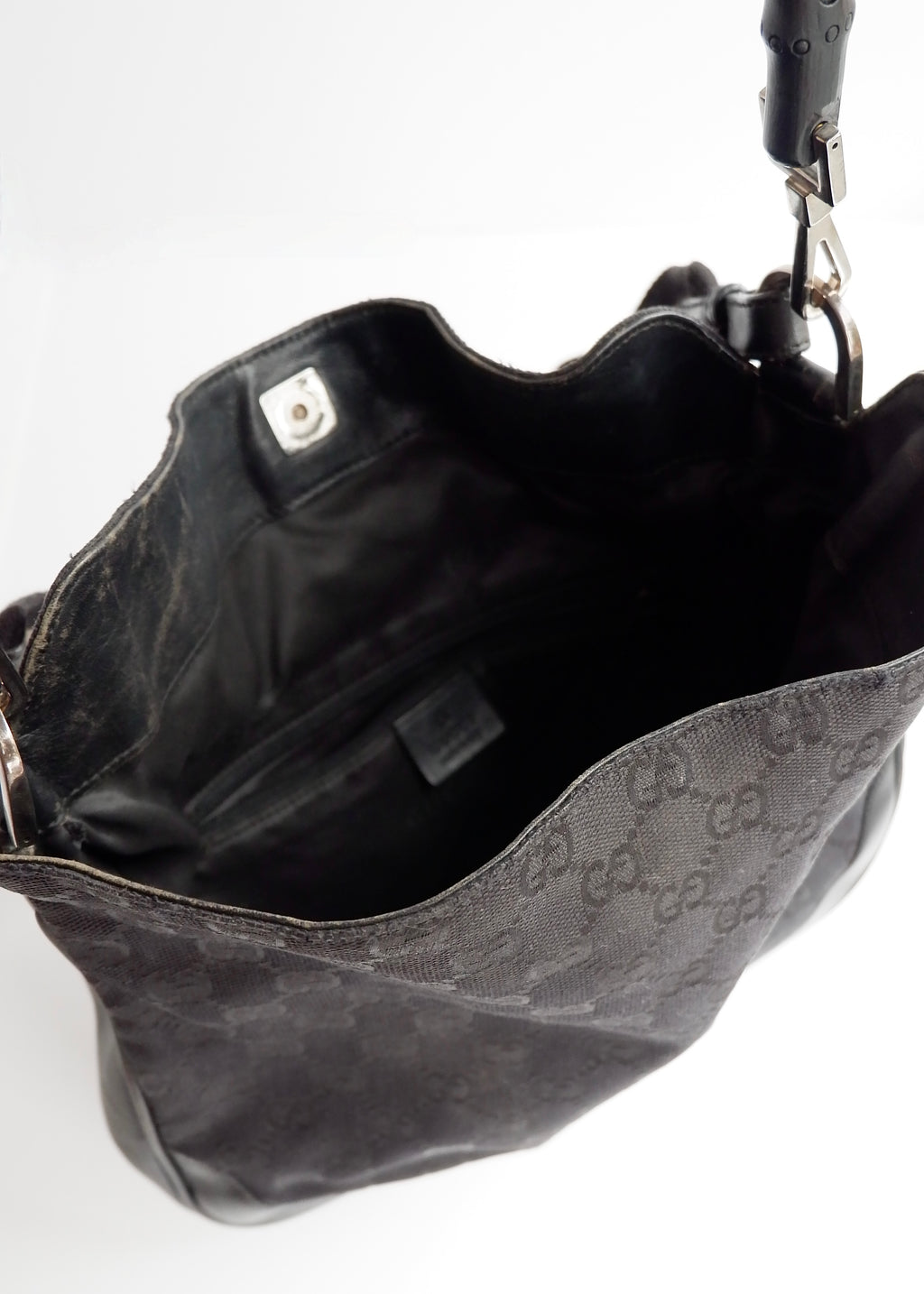 Authentic Preowned Gucci Black GG Canvas Two Strap Shoulder Bag