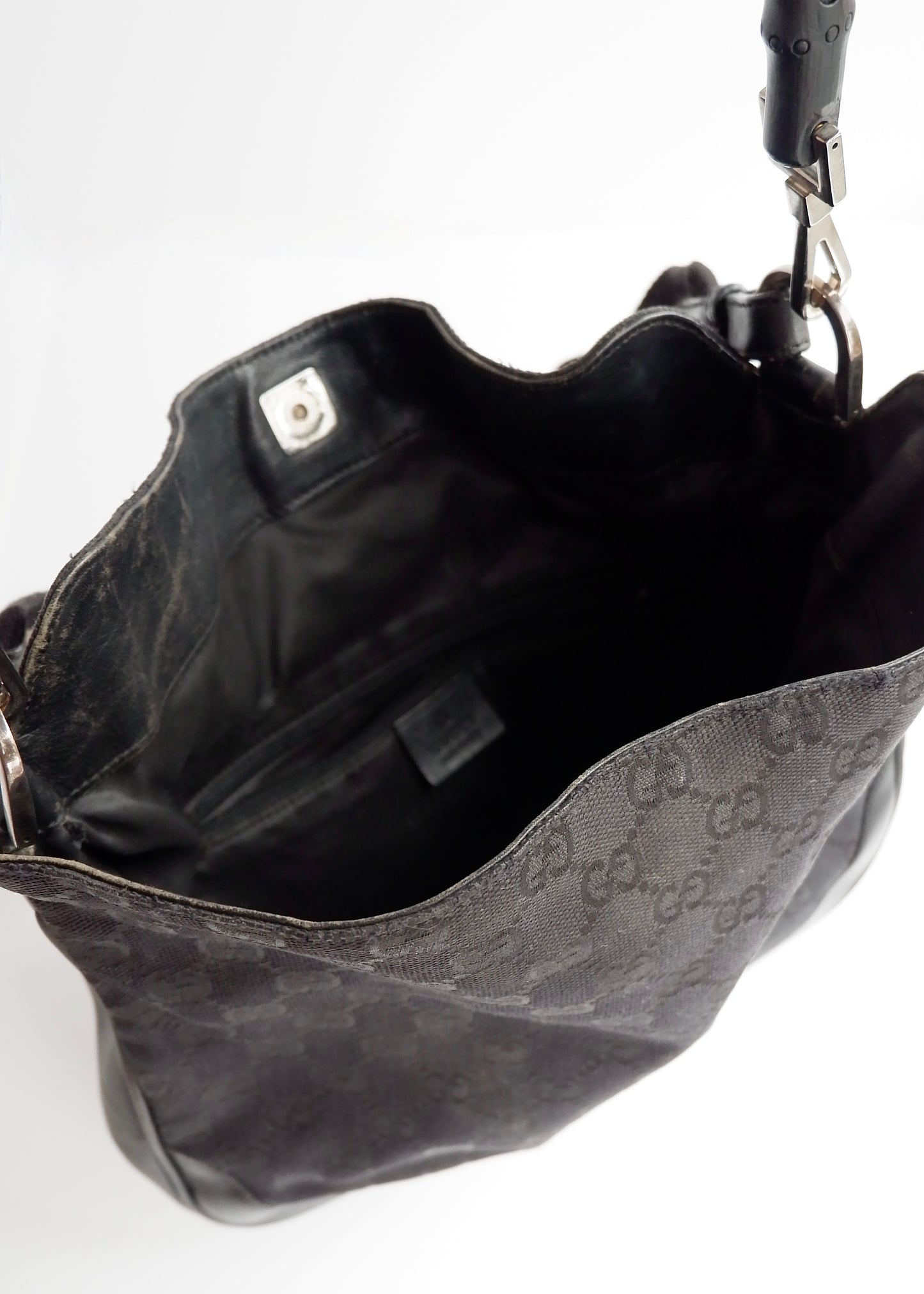 Authentic Preowned Gucci Black GG Canvas Two Strap Shoulder Bag