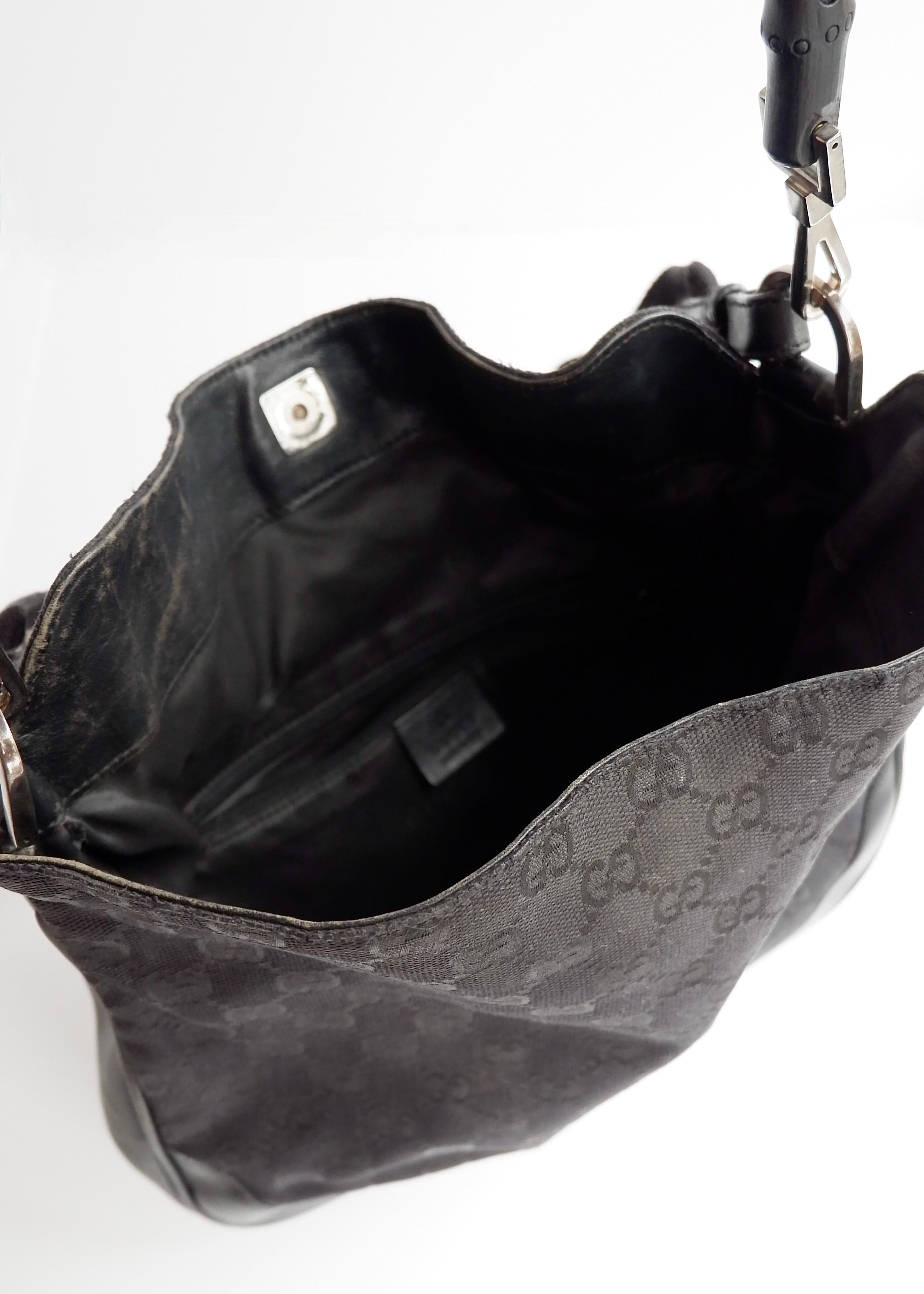 Authentic Preowned Gucci Black GG Canvas Two Strap Shoulder Bag
