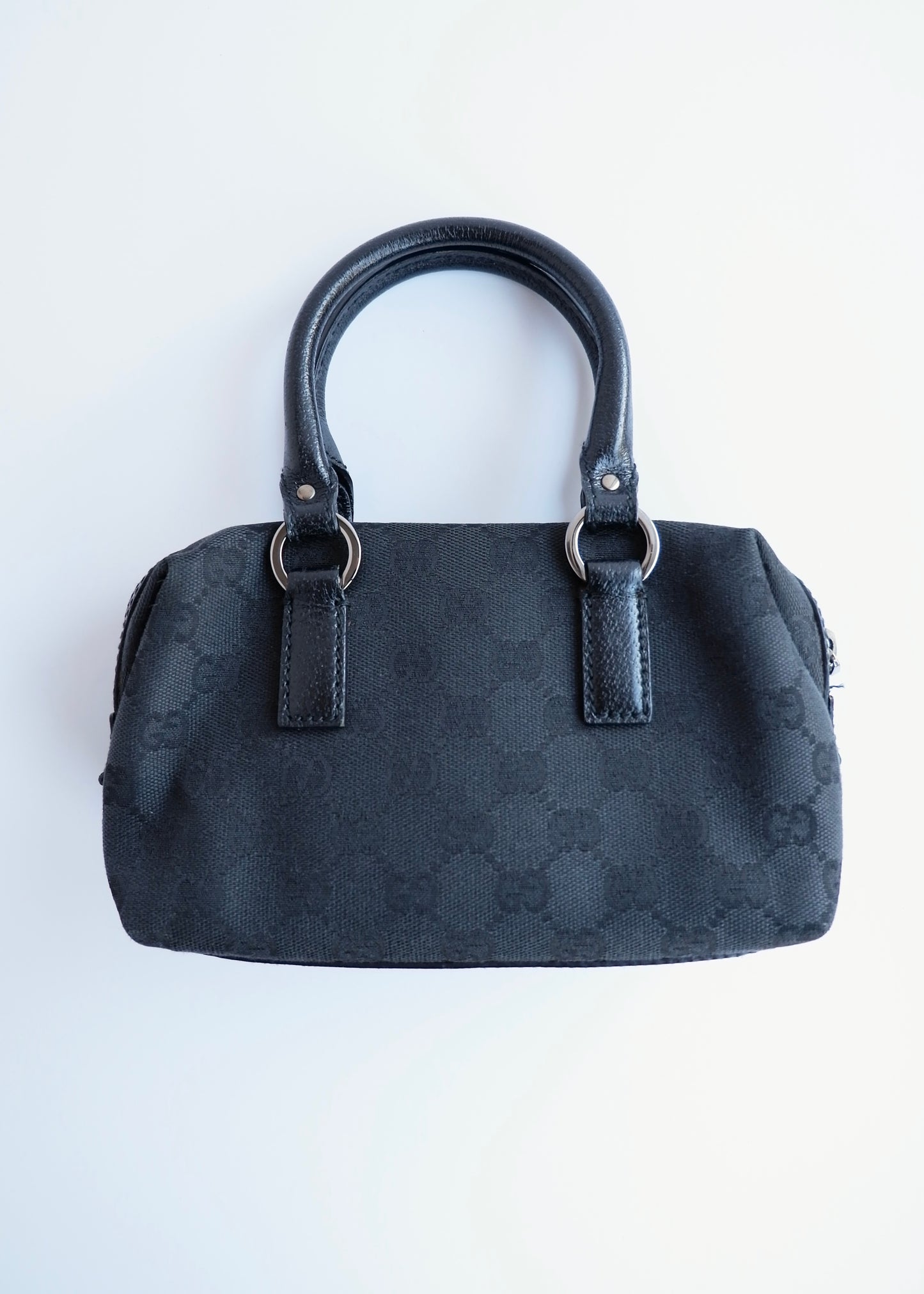 Authentic Preowned Gucci Black GG Canvas Mini Boston Bag