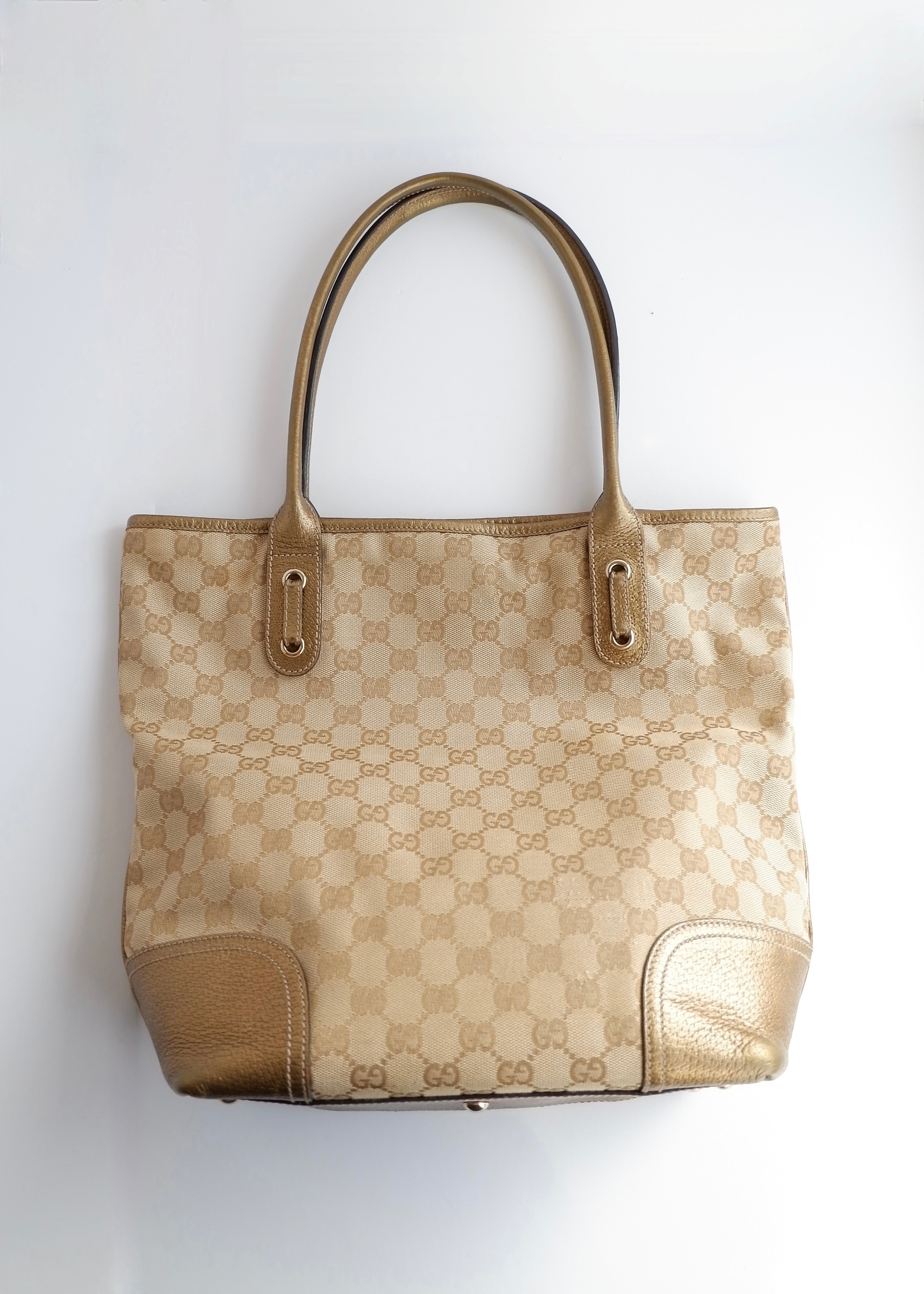 Authentic Preowned Gucci Gold GG Canvas Tote Bag