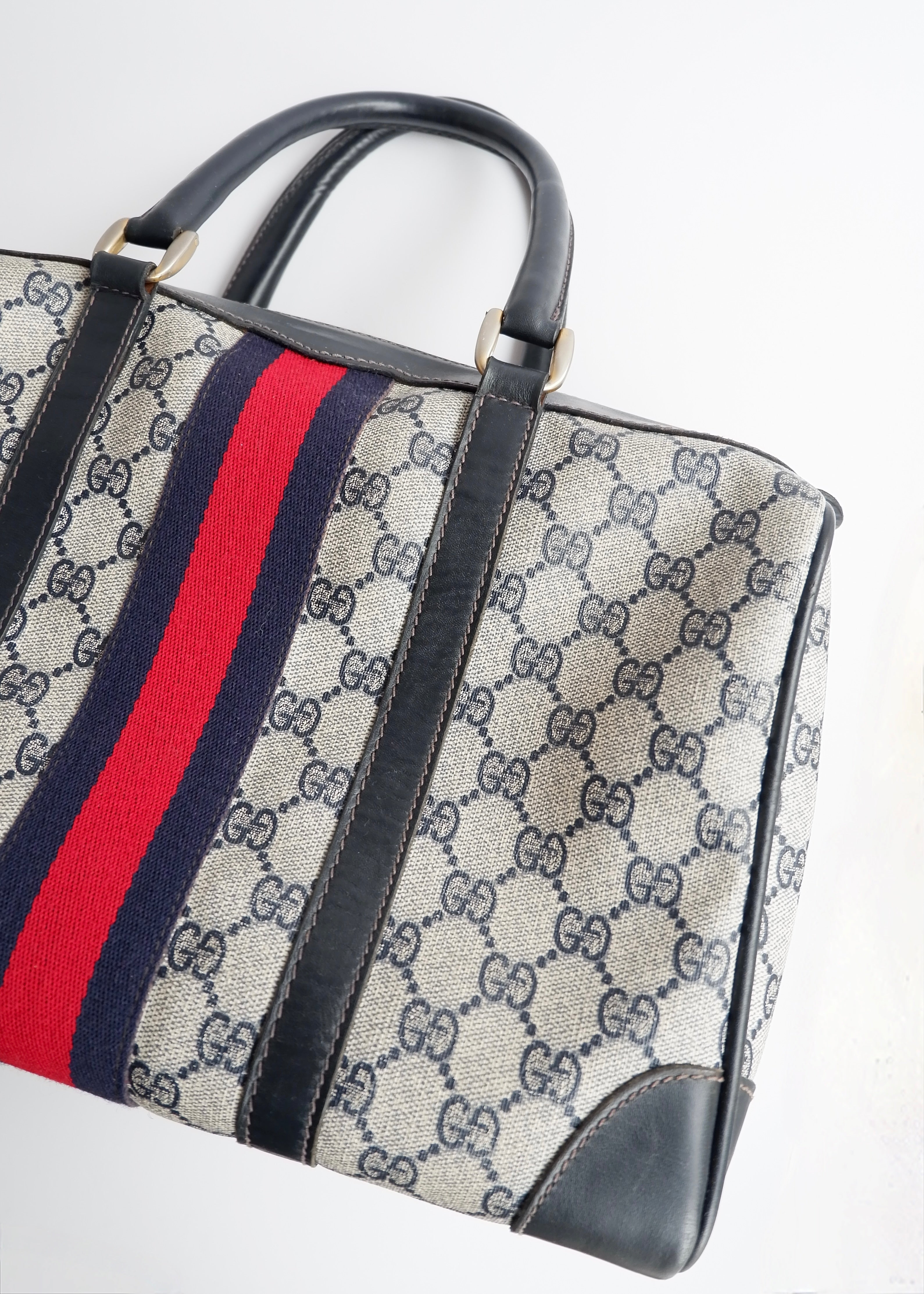 Authentic Preowned Vintage Gucci Navy Boston Bag