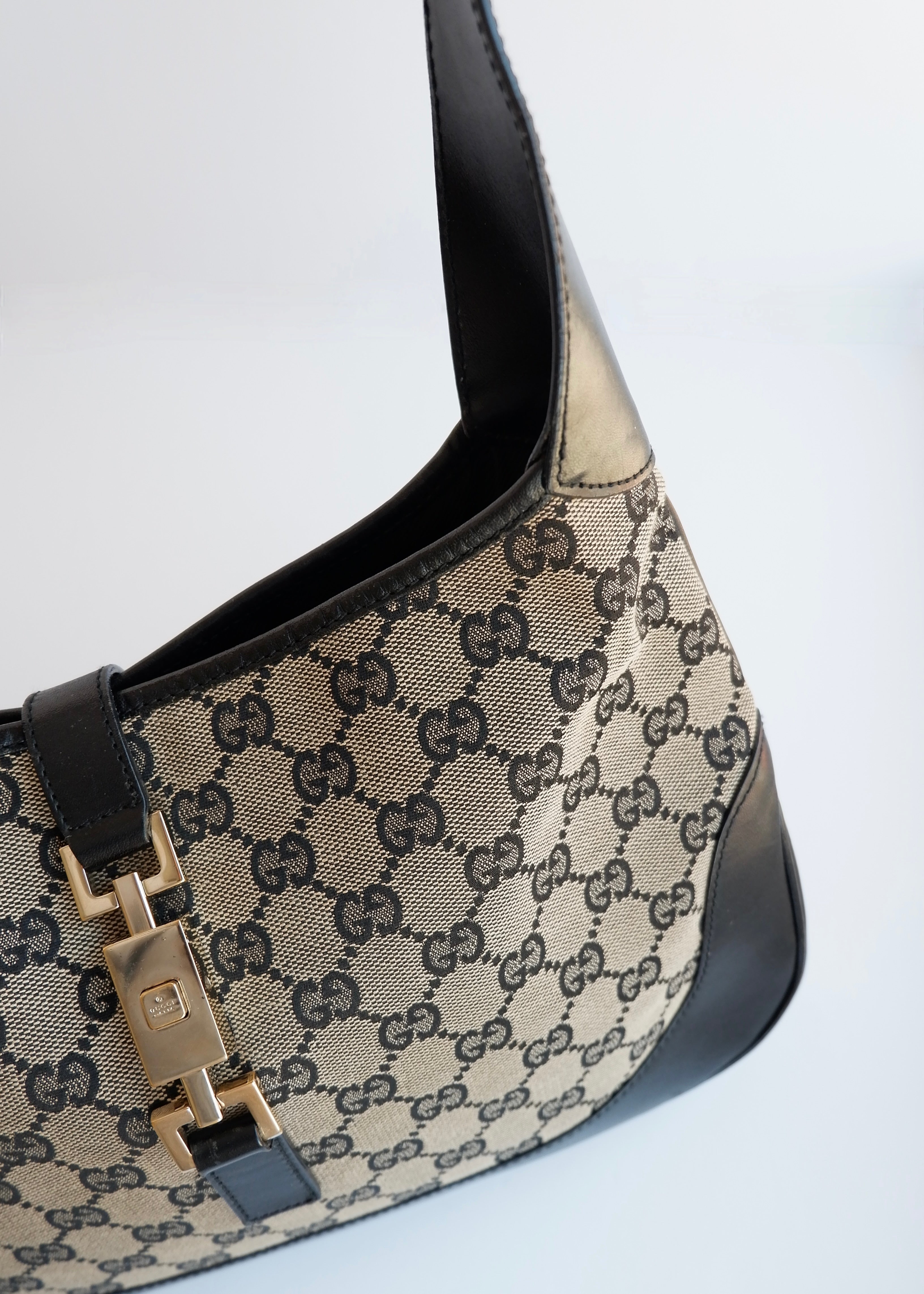 Authentic Preowned Gucci Black GG Canvas Jackie Shoulder Bag