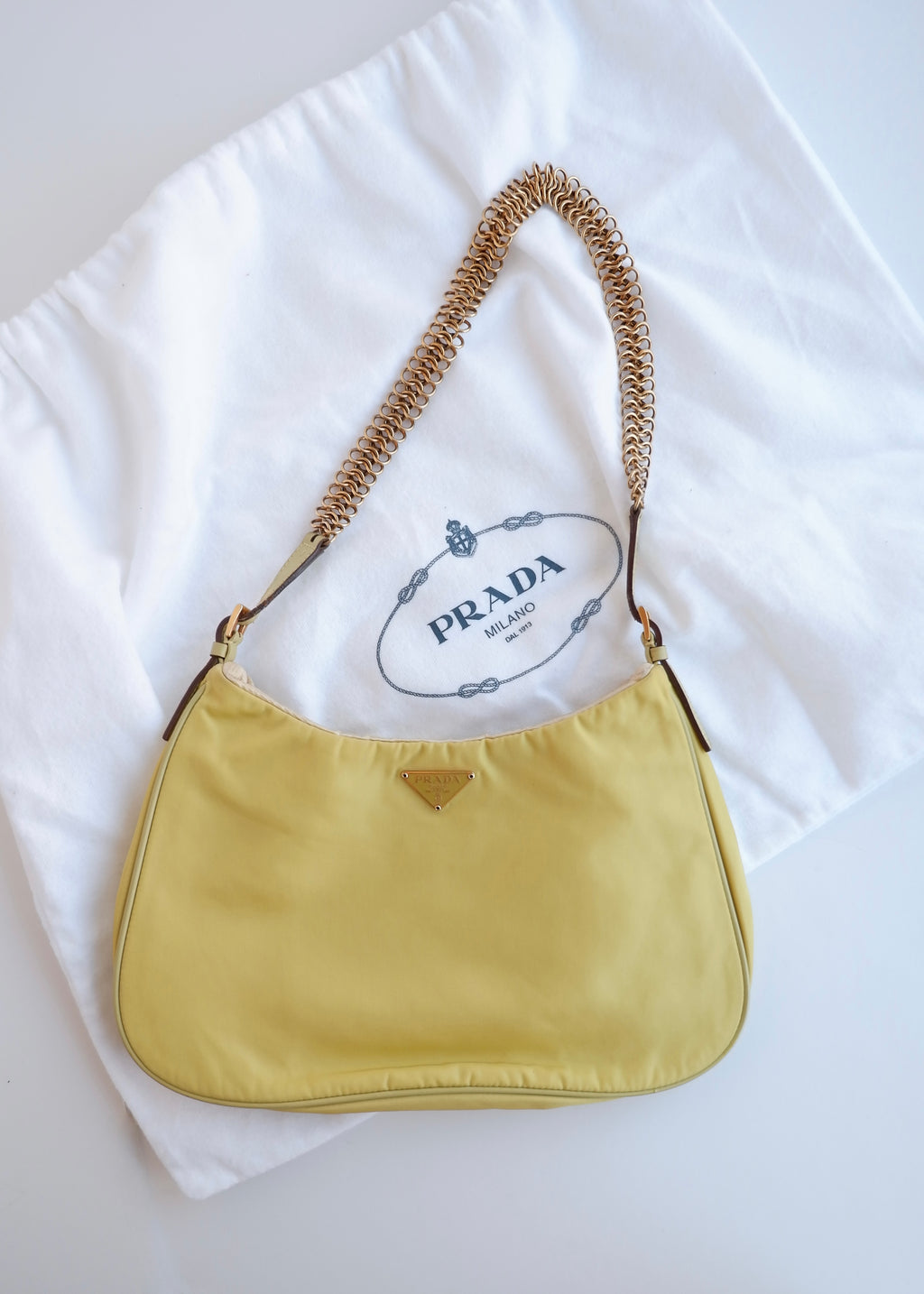 Authentic Preowned Prada Nylon Yellow Shoulder Bag