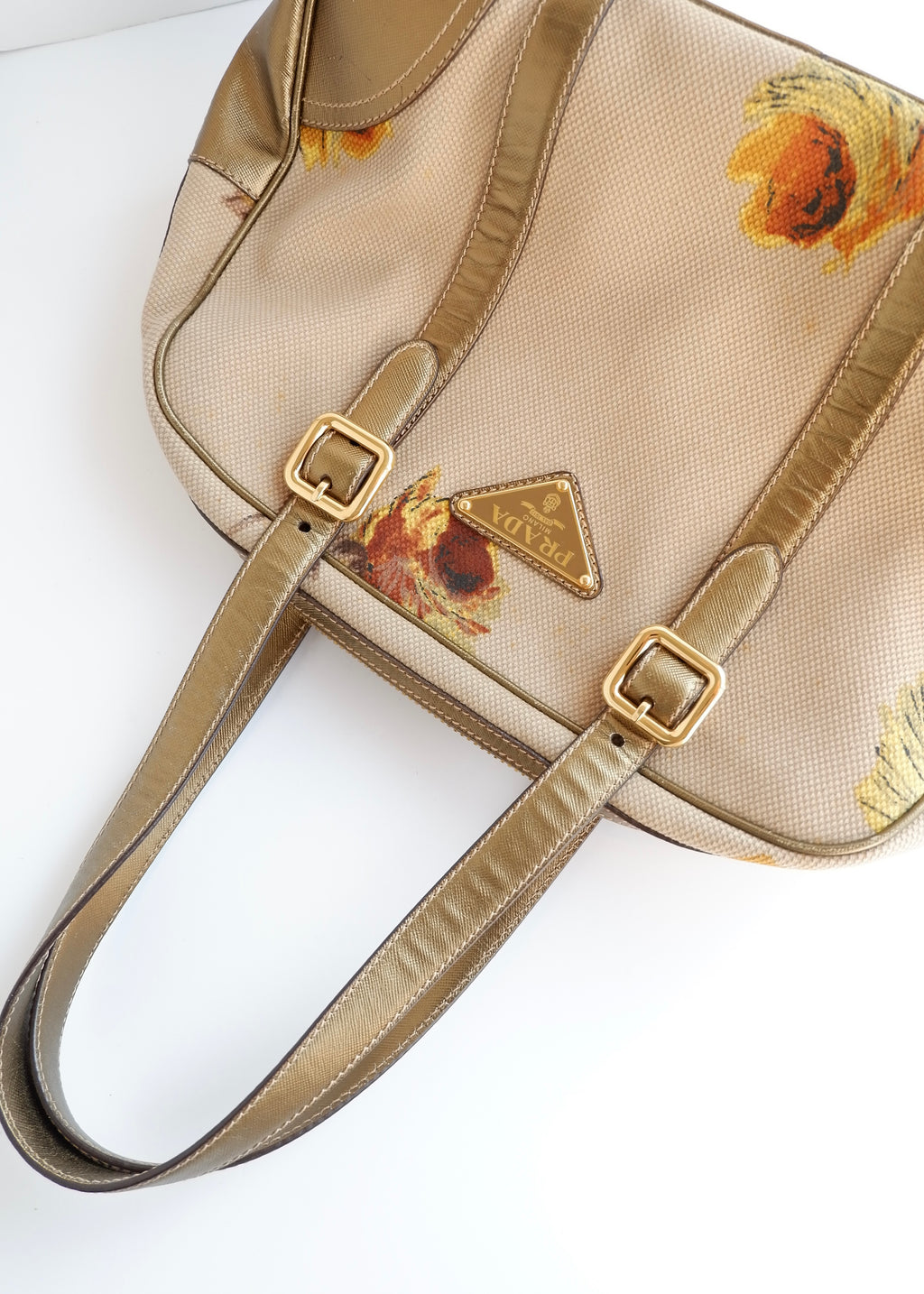 Authentique Sac Bauletto Prada St. Rose Beige/Doré d'occasion