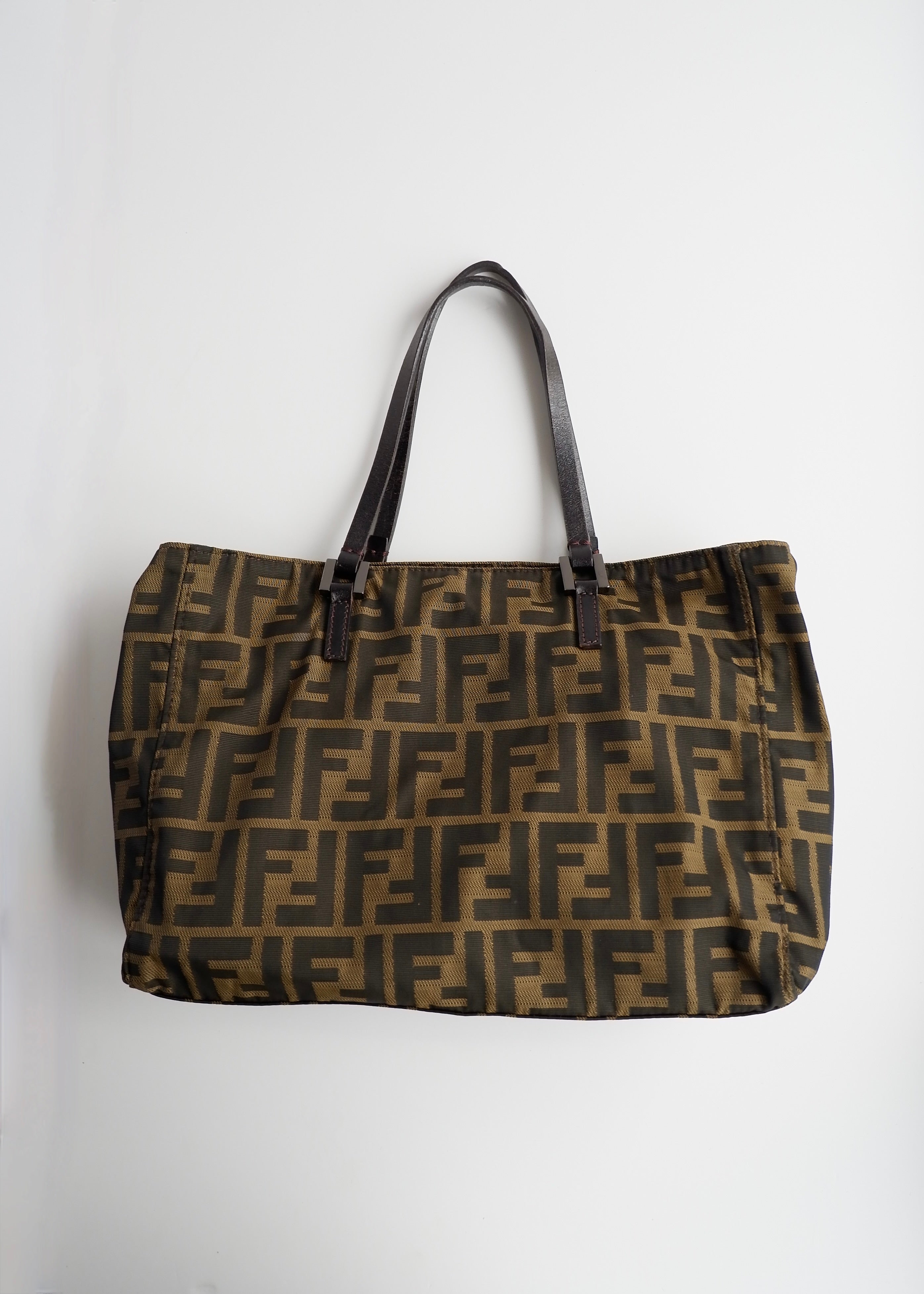 Authentic Preowned Vintage Fendi Brown Zucca Canvas Handbag