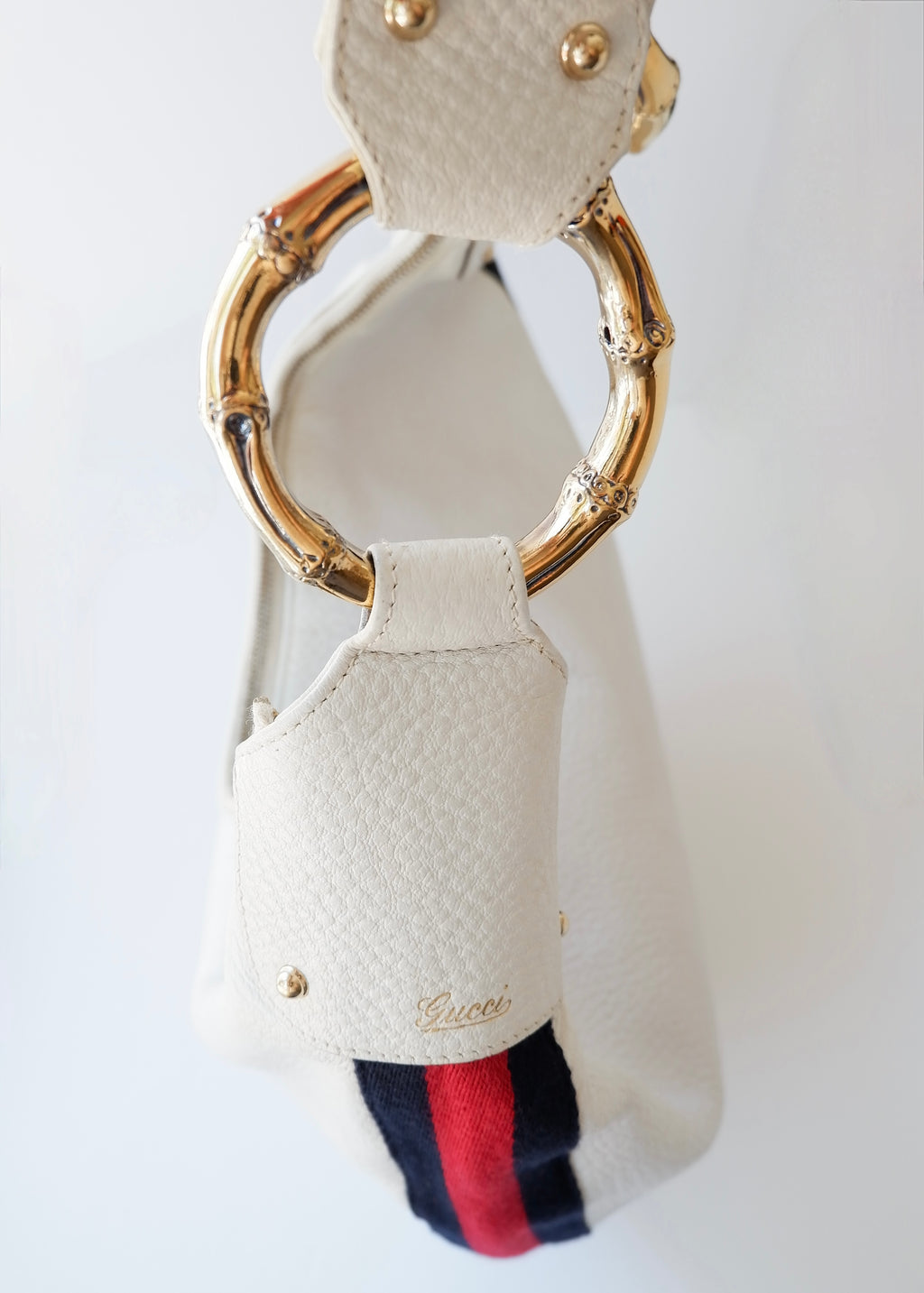Preowned Gucci White Leather Sherry Line Hobo Shoulder Bag