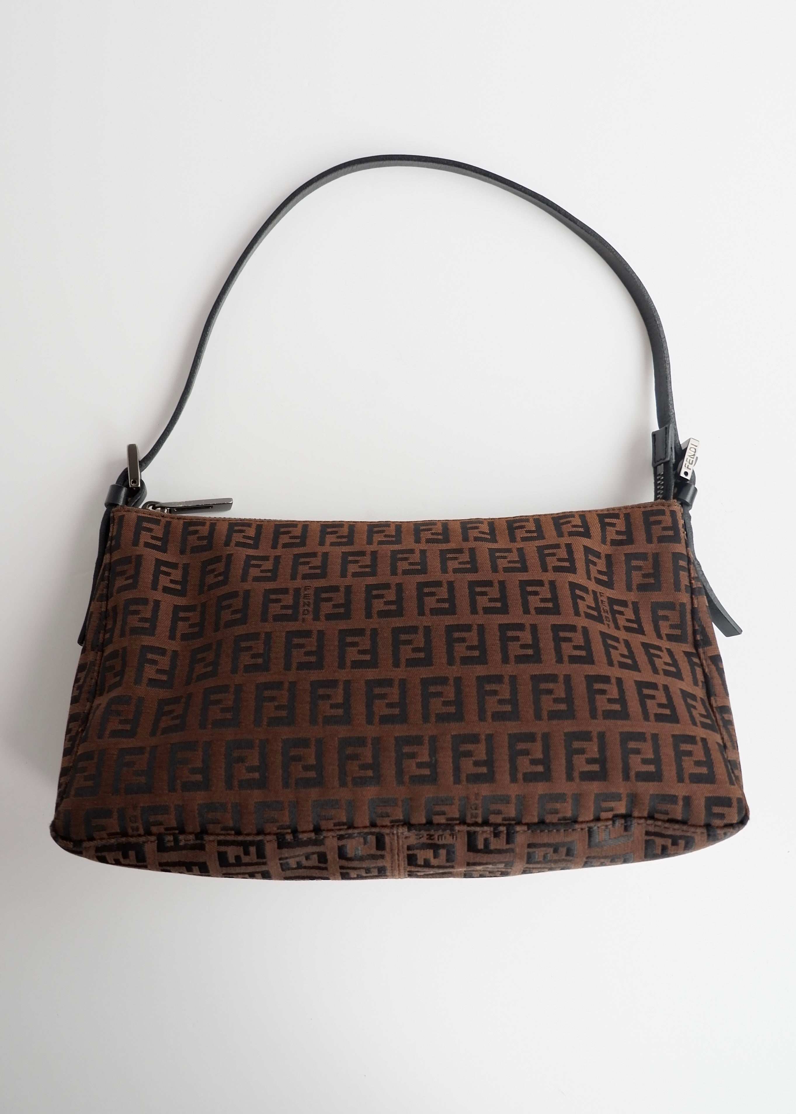 Authentic Preowned Fendi Brown Canvas Zucchino Shoulder Bag