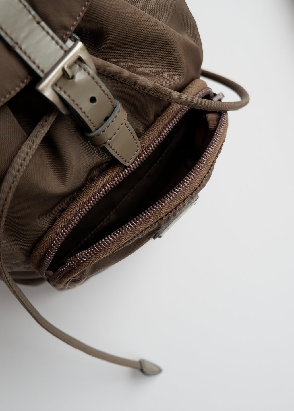 Preowned Prada Khaki Nylon Small Backpack