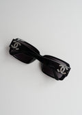 Authentic Preowned Chane Black Square Frame Rhinestone Sunglasses
