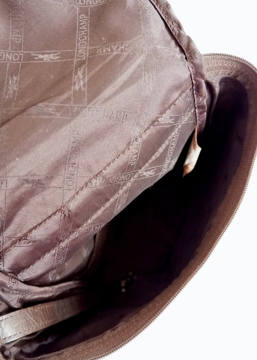 Authentique sac à dos en cuir marron Longchamp d'occasion