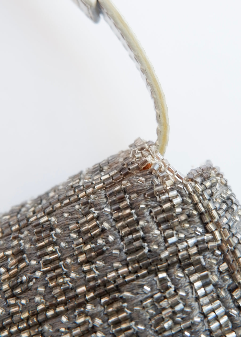 Authentic Preowned Vintage Fendi Silver FF Zucchino Beaded Small Baguette Shoulder Bag