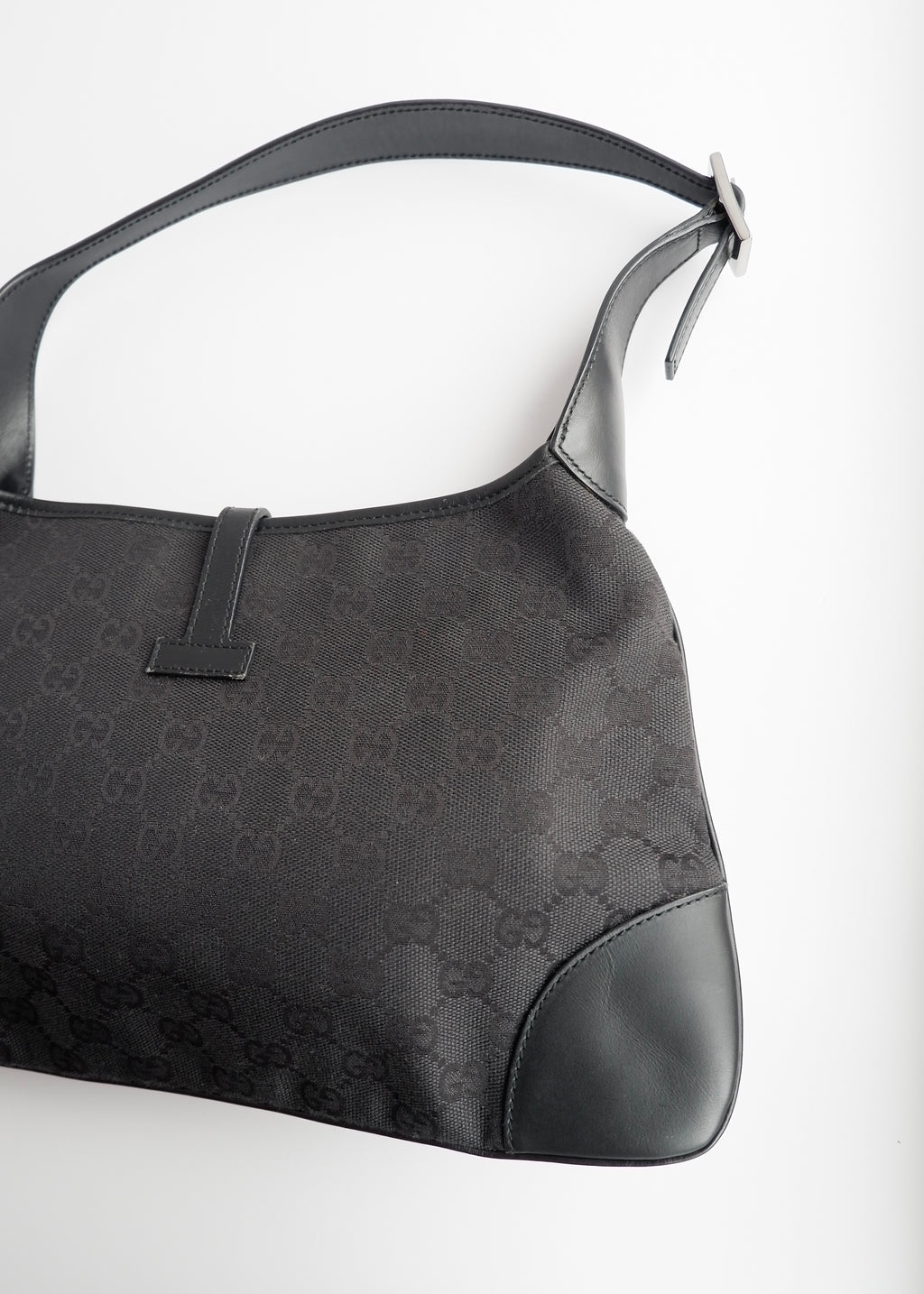 Authentic Preowned Gucci Black GG Canvas Jackie Shoulder Bag