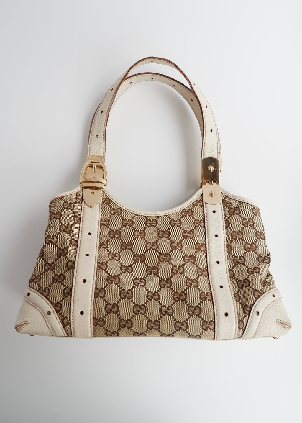 Authentic Preowned Gucci White GG Canvas/Leather Small Shoulder Bag
