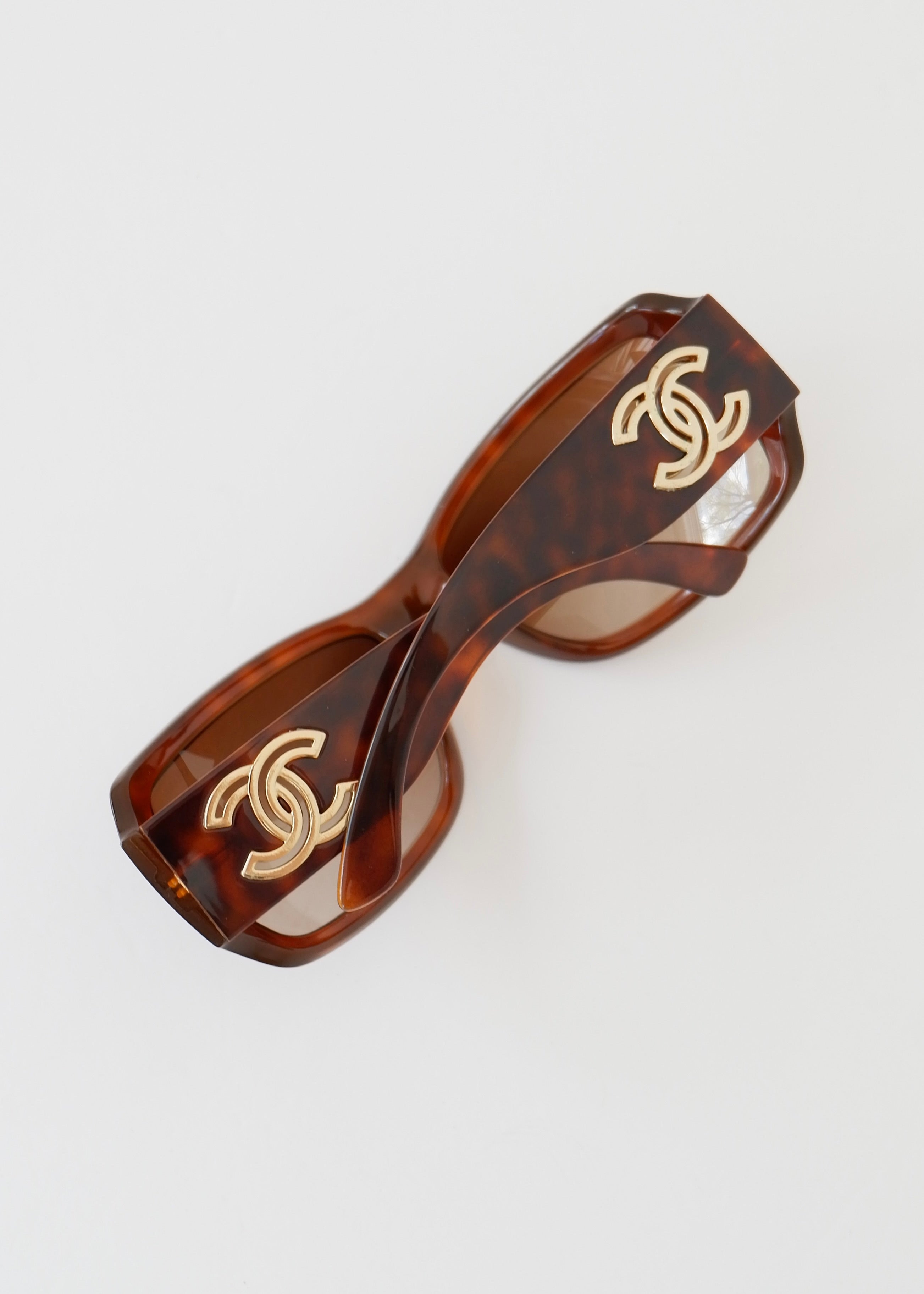 Authentic Preowned Chanel Brown Tortoise Square Frame CC Logo Sunglasses