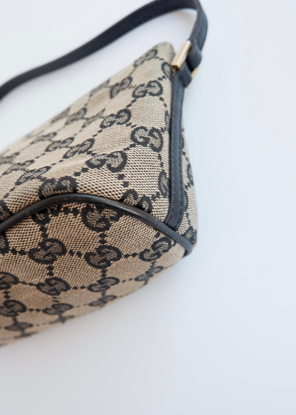 Authentic Preowned Gucci Black GG Canvas Boat Pochette Shoulder Bag