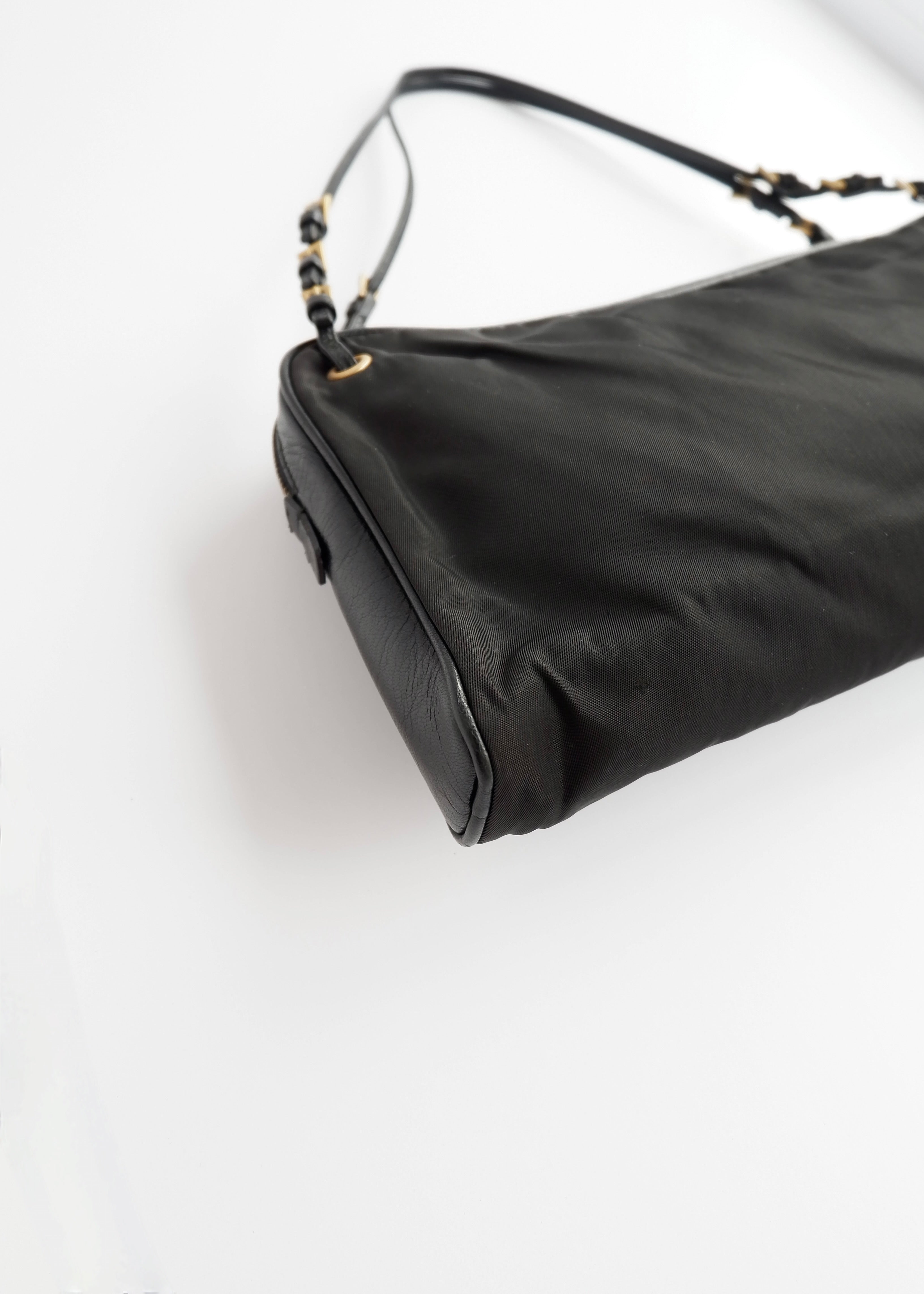 Authentic Preowned Prada Nylon/Leather Black Thin Strap Shoulder Bag GWH