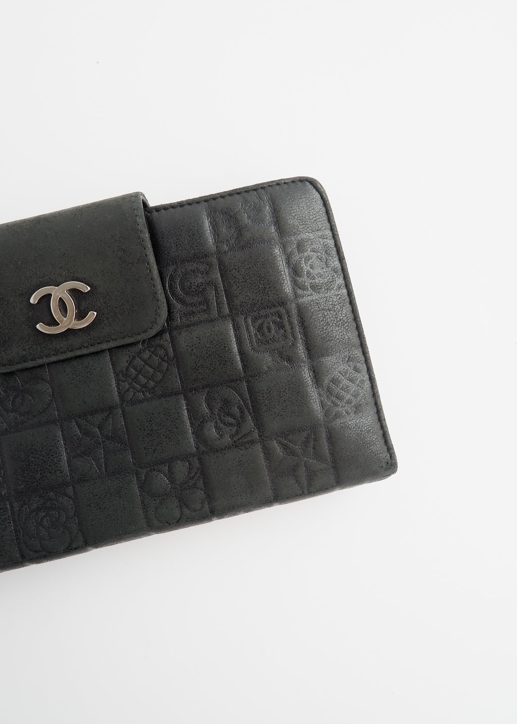 Authentic Preowned Chanel Black Lambskin Long Fold Wallet