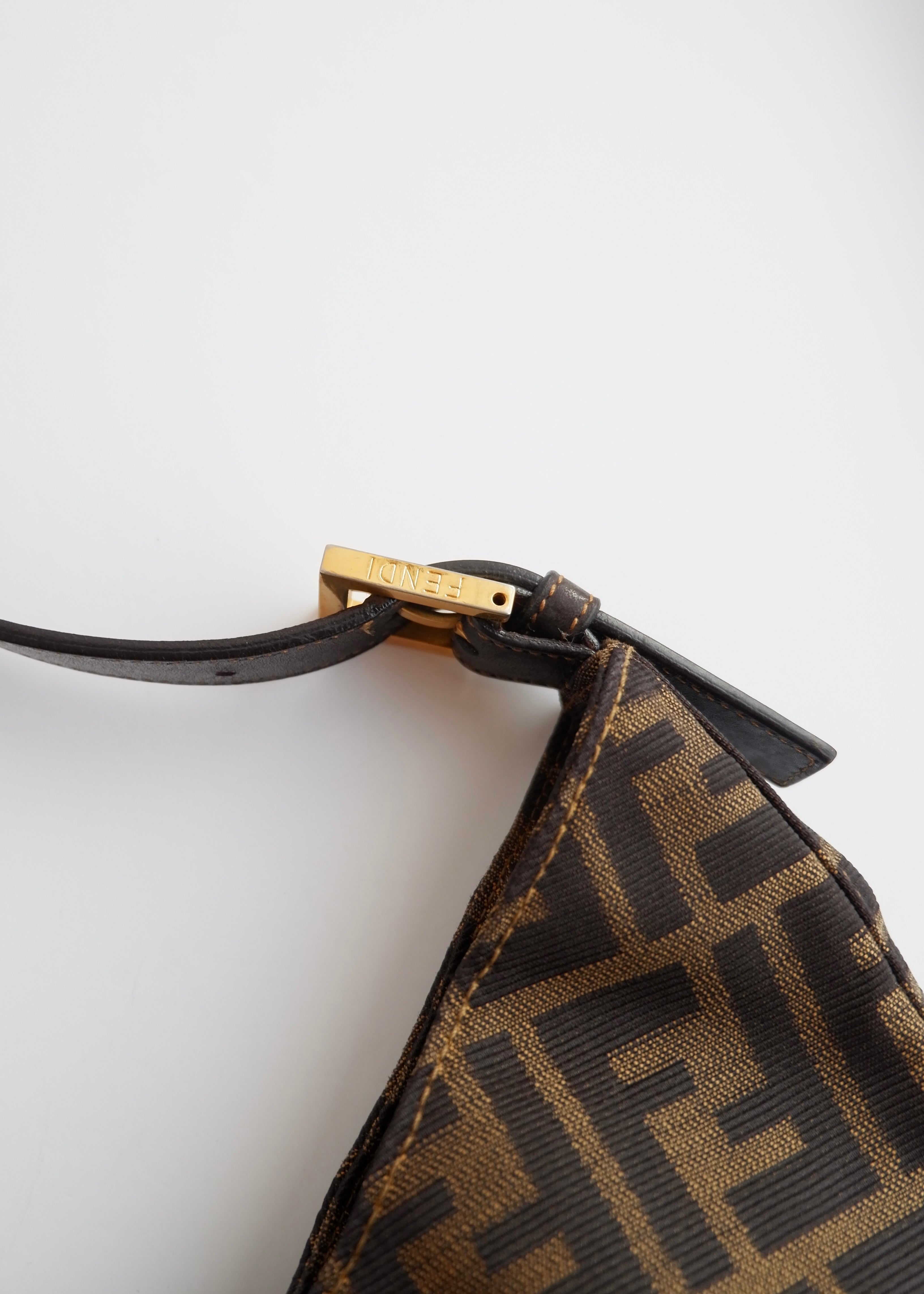 Authentic Preowned Fendi Brown Canvas Zucca Hobo Shoulder Bag