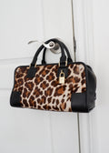 Sac Loewe Amazona authentique d'occasion en poulain noir/imprimé animal