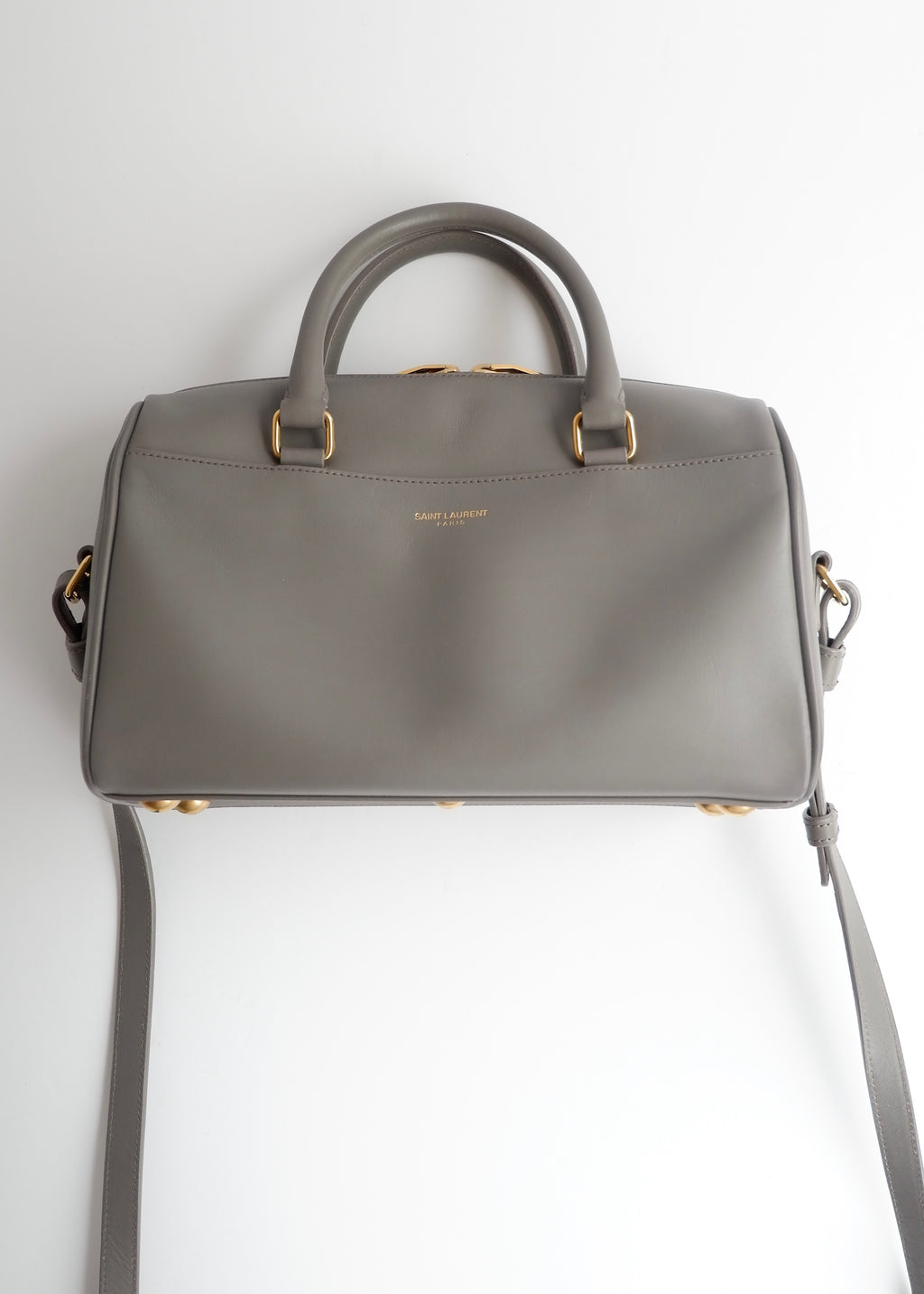 Authentic Preowned Saint Laurent Grey Leather Baby Two Way Duffle