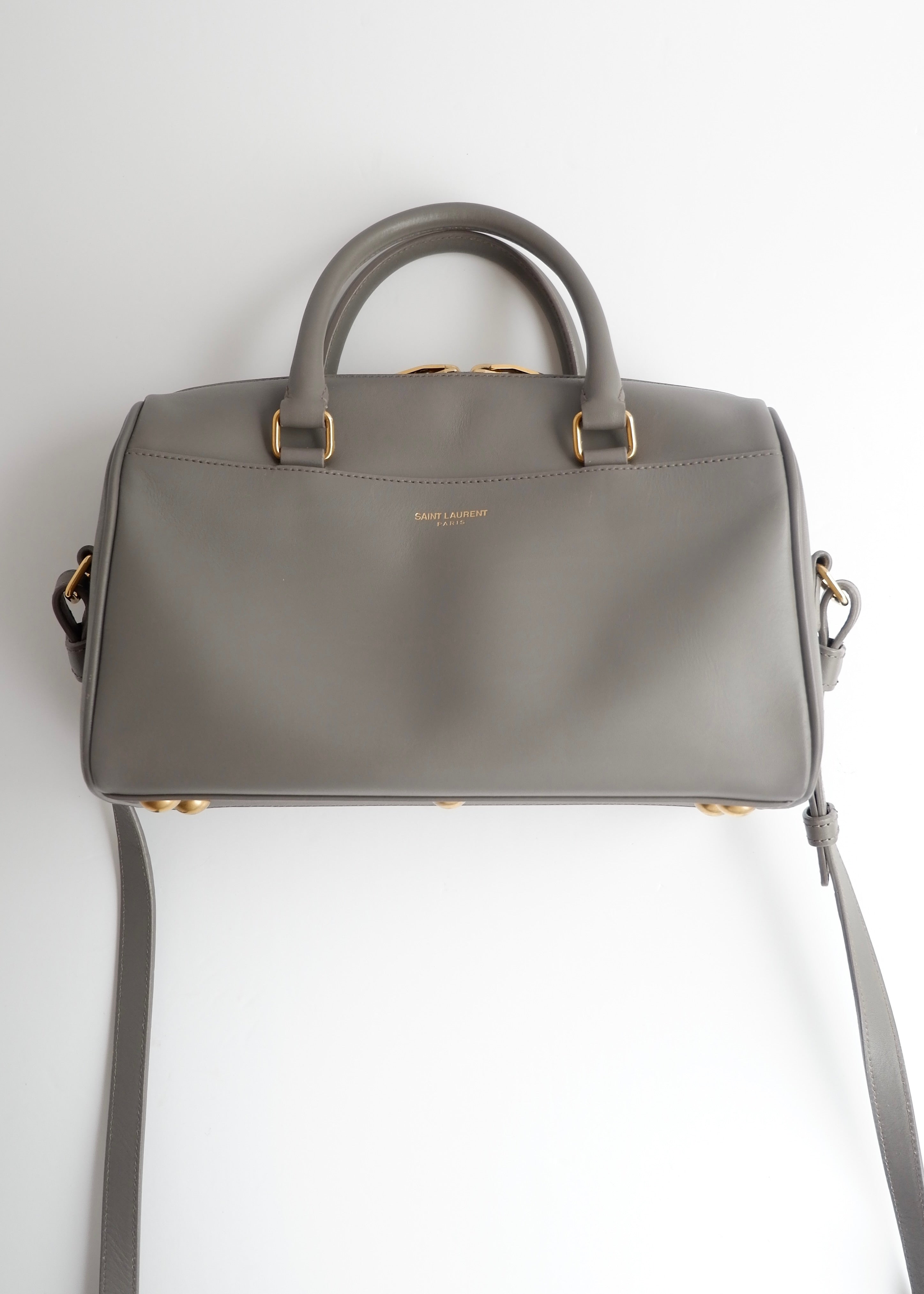Authentic Preowned Saint Laurent Grey Leather Baby Two Way Duffle