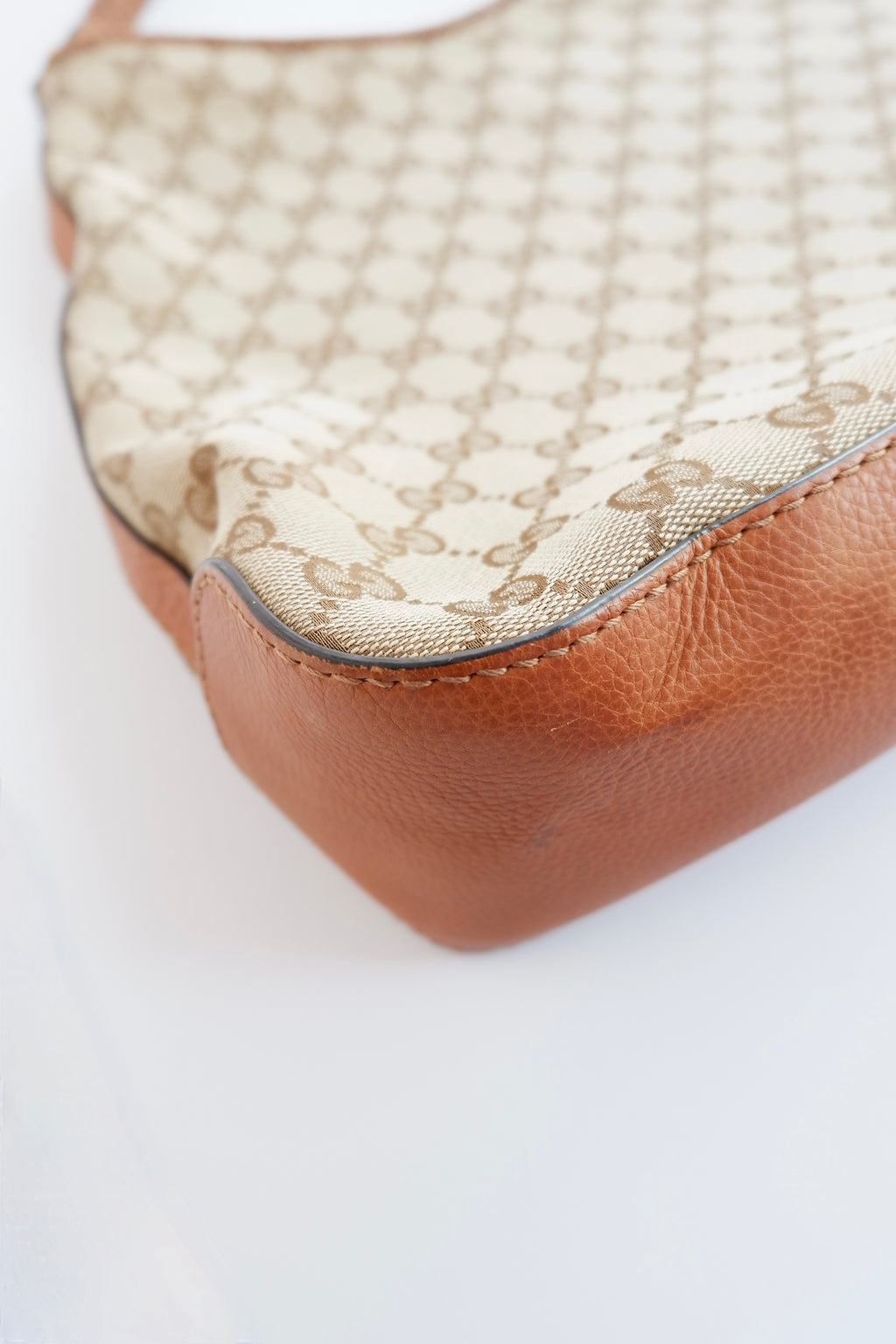 Preowned Gucci Brown GG Canvas Leather Tassel Shoulder Bag