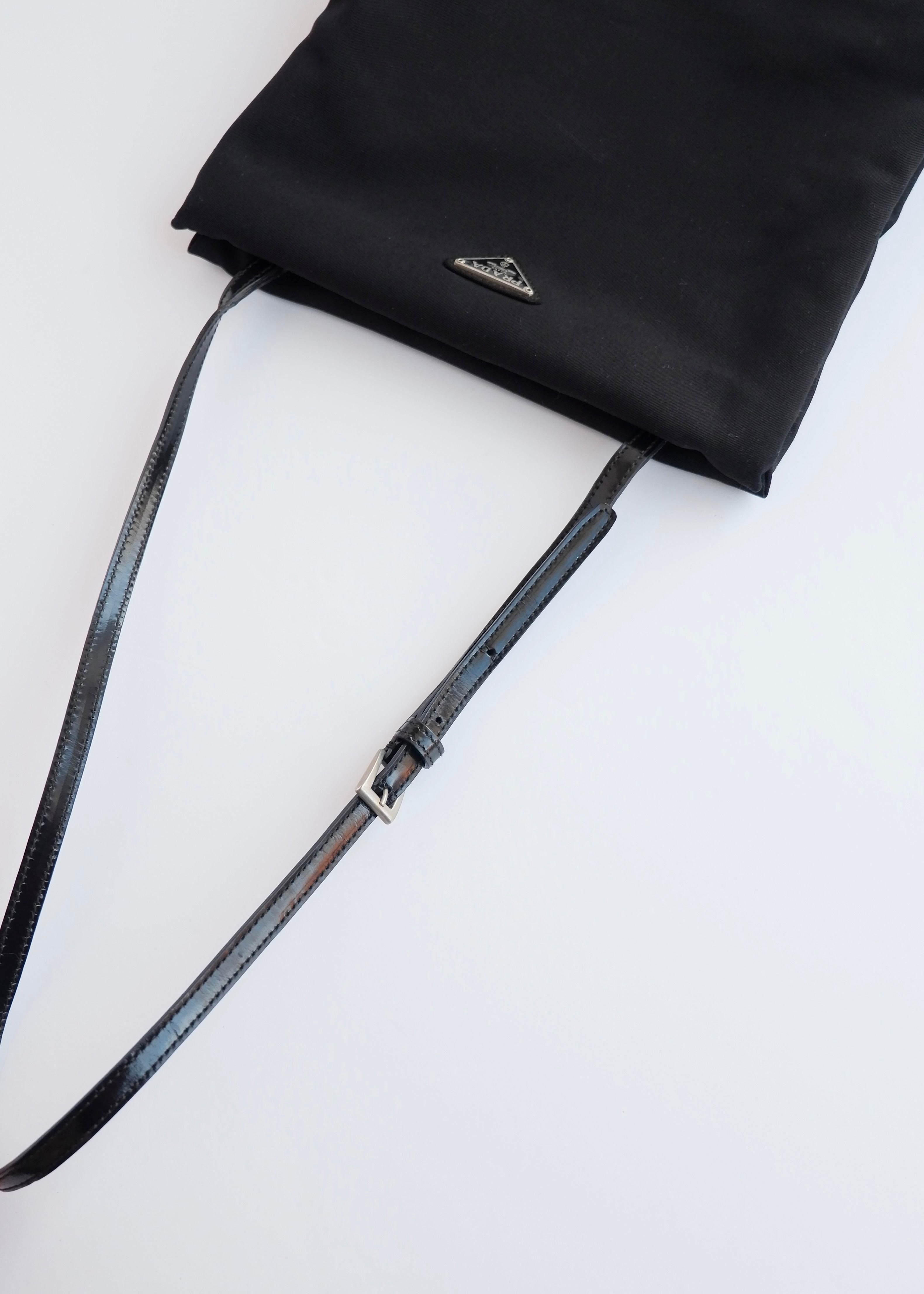 Authentic Preowned Prada Black Fabric Long Strap Kisslock Shoulder Bag