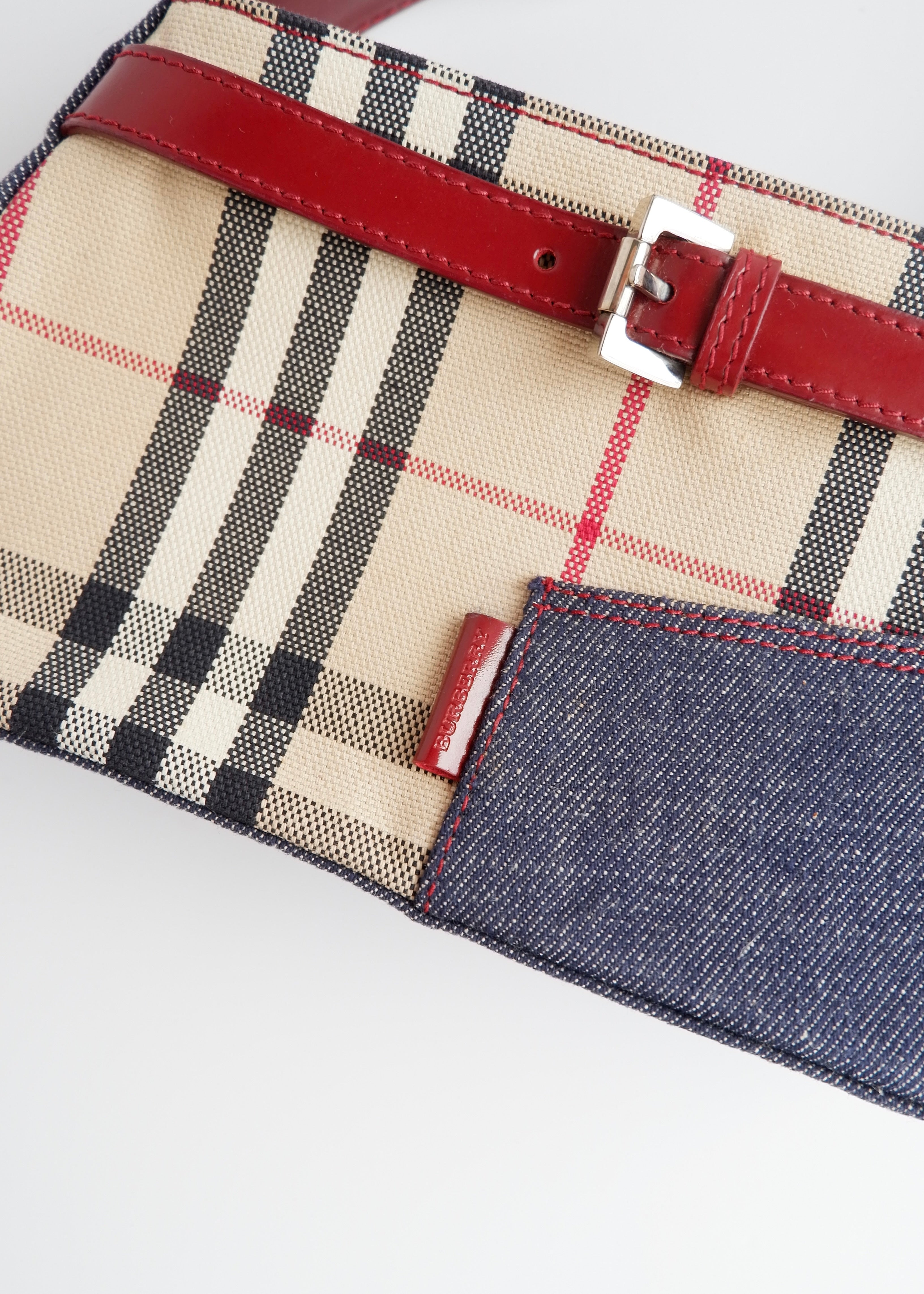 Sac porté épaule Burberry Novacheck/Denim vintage authentique d'occasion
