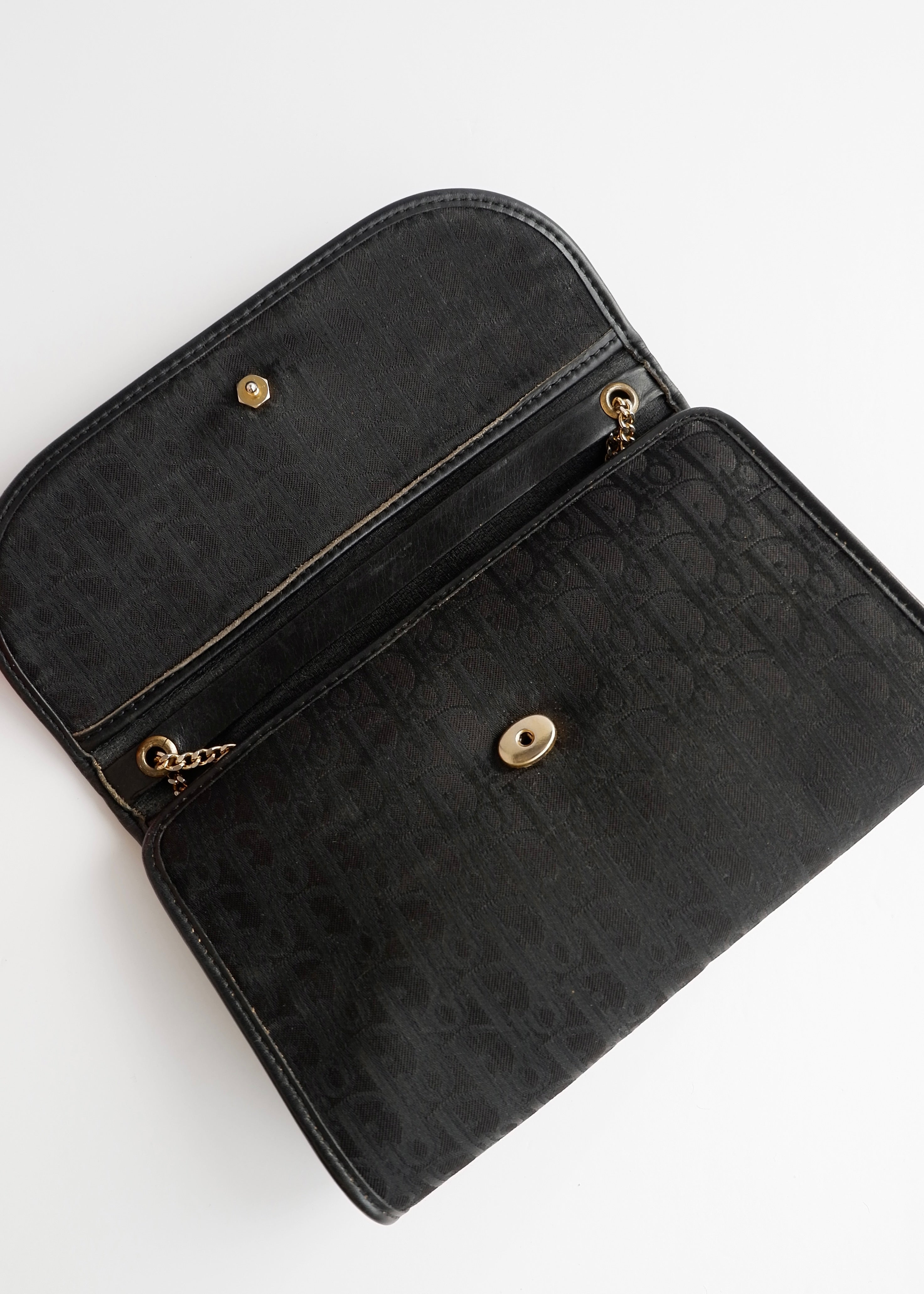 Sac bandoulière vintage Dior Trotter noir chaîne d'occasion Authenti