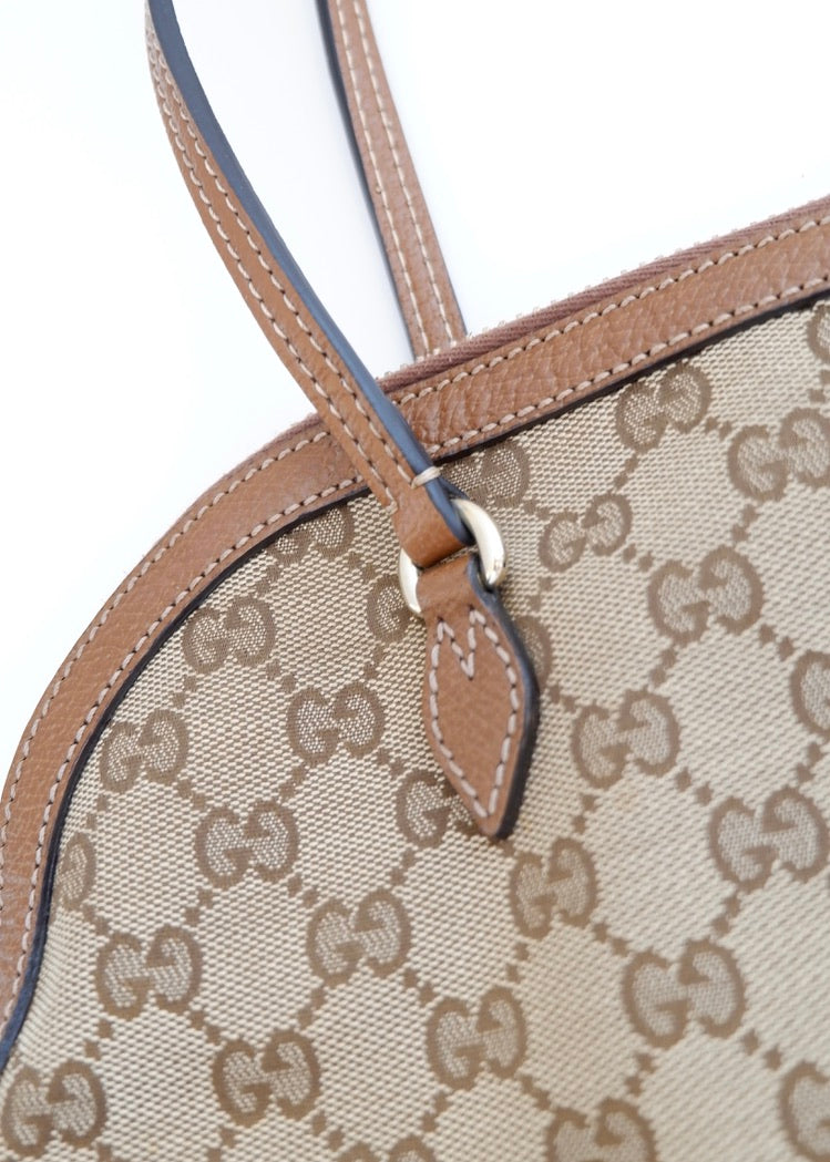 Preowned Gucci Brown GG Canvas Bowler Shoulder Bag