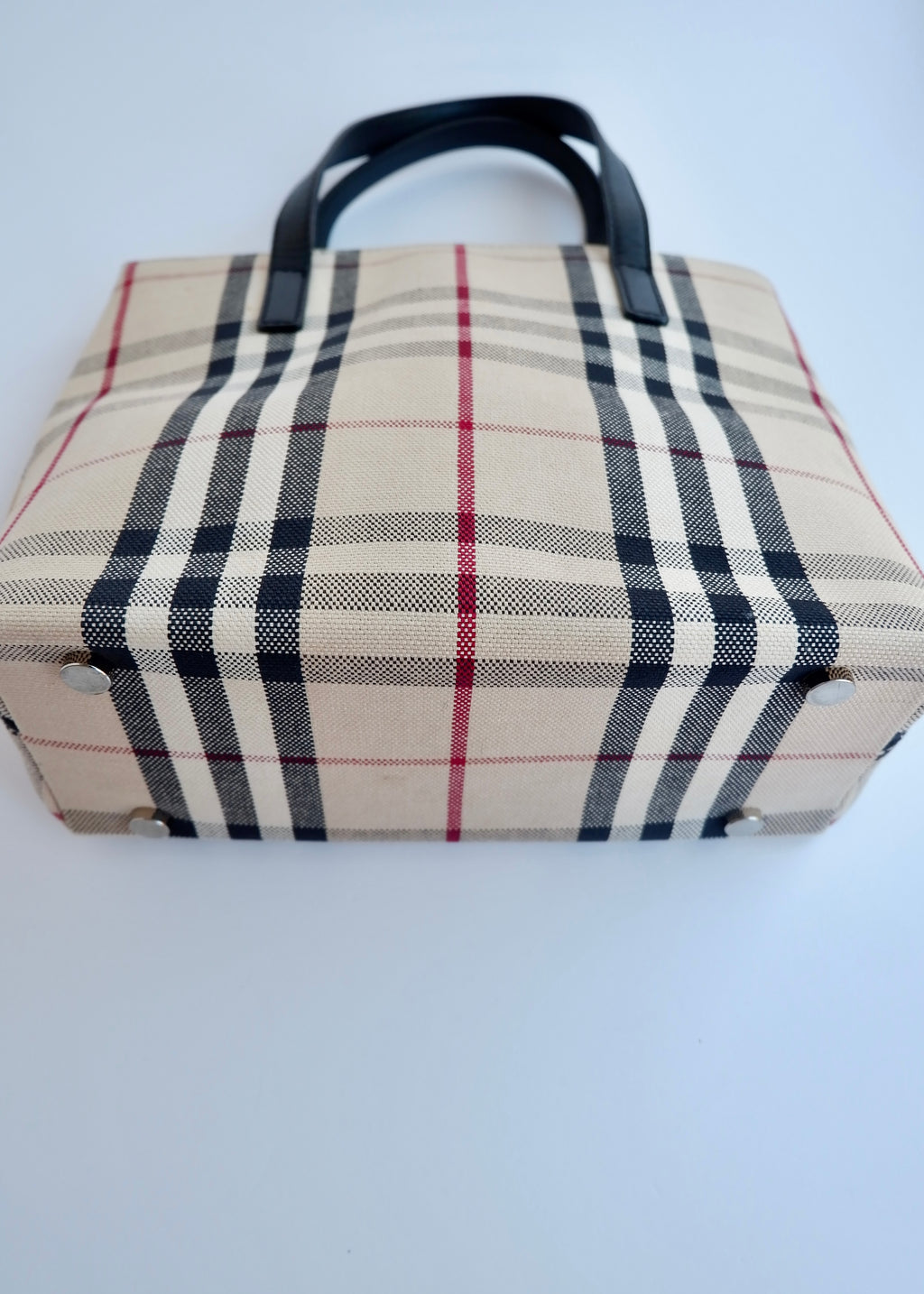 Sac à main Burberry d'occasion authentique en toile Nova Check avec poignée supérieure