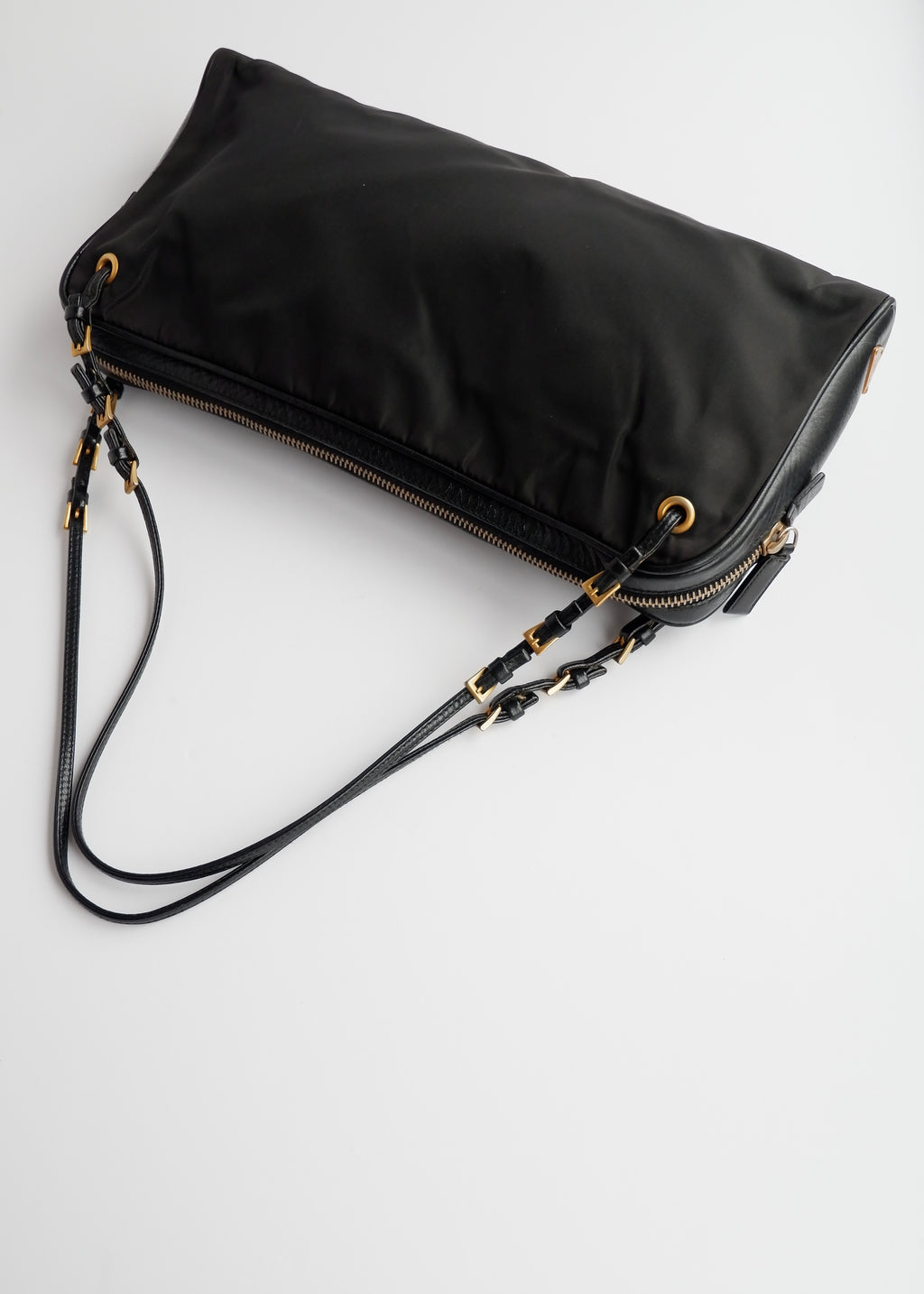 Authentic Preowned Prada Nylon/Leather Black Thin Strap Shoulder Bag GWH