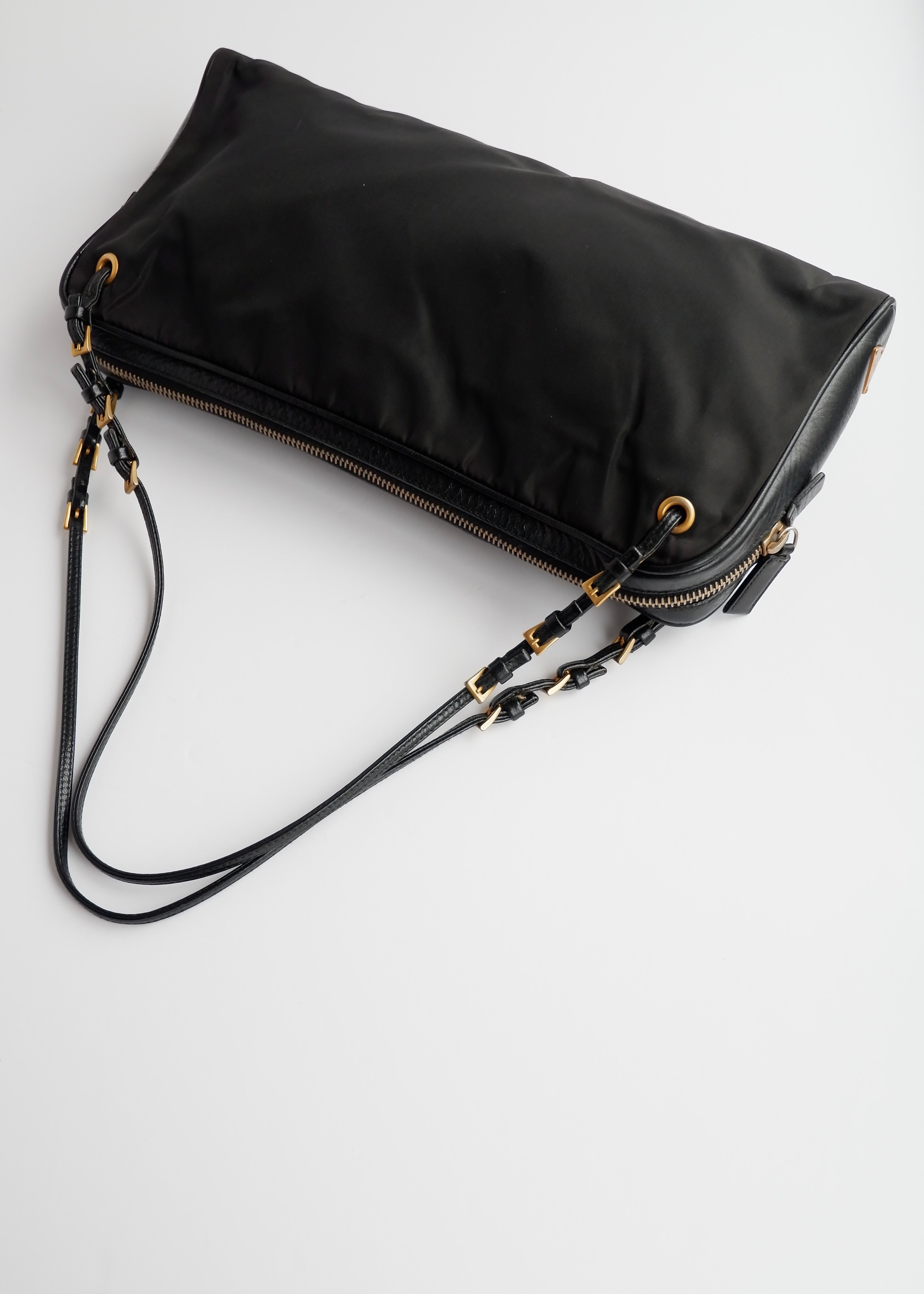 Authentic Preowned Prada Nylon/Leather Black Thin Strap Shoulder Bag GWH