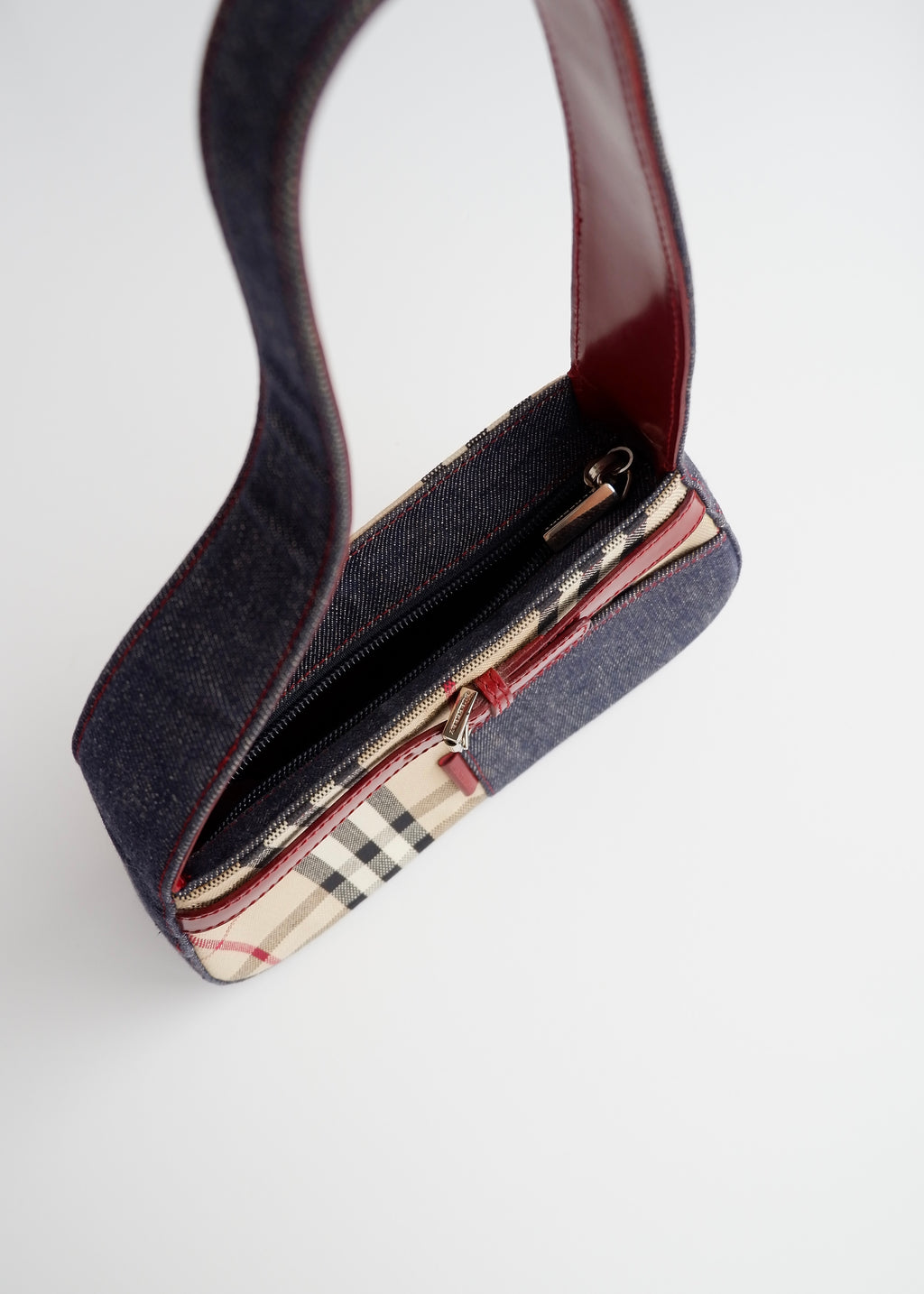 Sac porté épaule Burberry Novacheck/Denim vintage authentique d'occasion