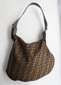 Authentic Preowned Fendi Tobacco Zucca Canvas and Leather Oyster Hobo Shoulder Bag